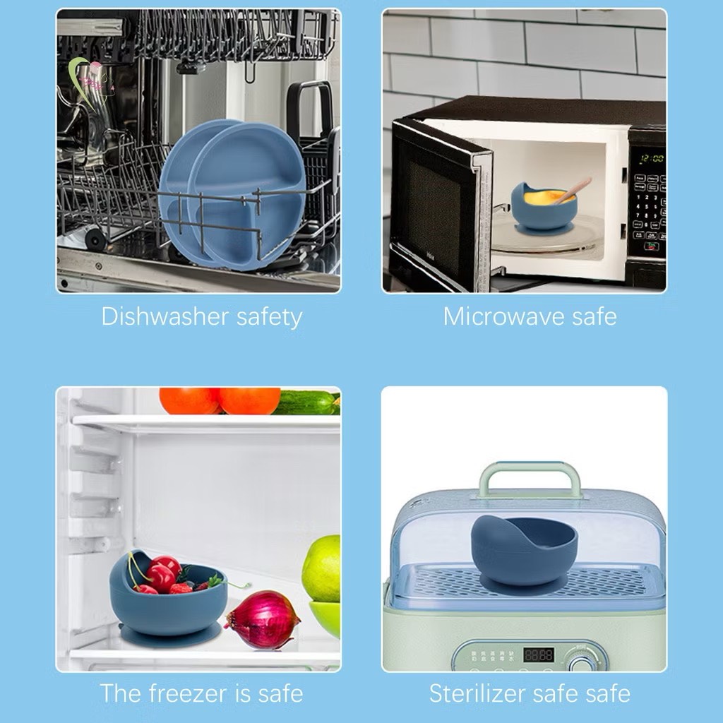 Mô tả Bộ ăn dặm cho bé Silicon Thực Phẩm,Combo Khay,Bát ,Yếm,Thìa,Cốc ăn dặm cho bé ăn dặm 6 tháng  đến 3T - 6