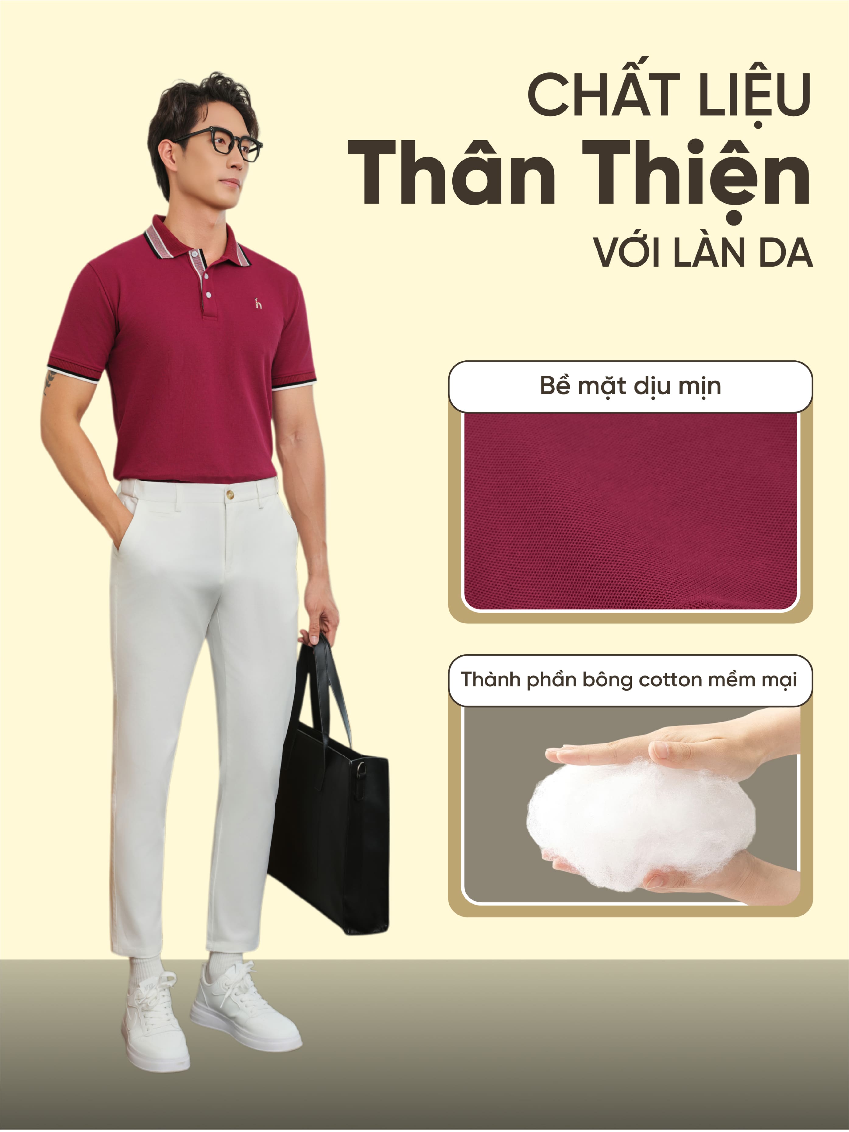 Mô tả Áo polo nam TITANIUM vải cotton pique 4.0 mềm mịn, co dãn tốt, thoáng mát, sang trọng - HUSSIO - 2
