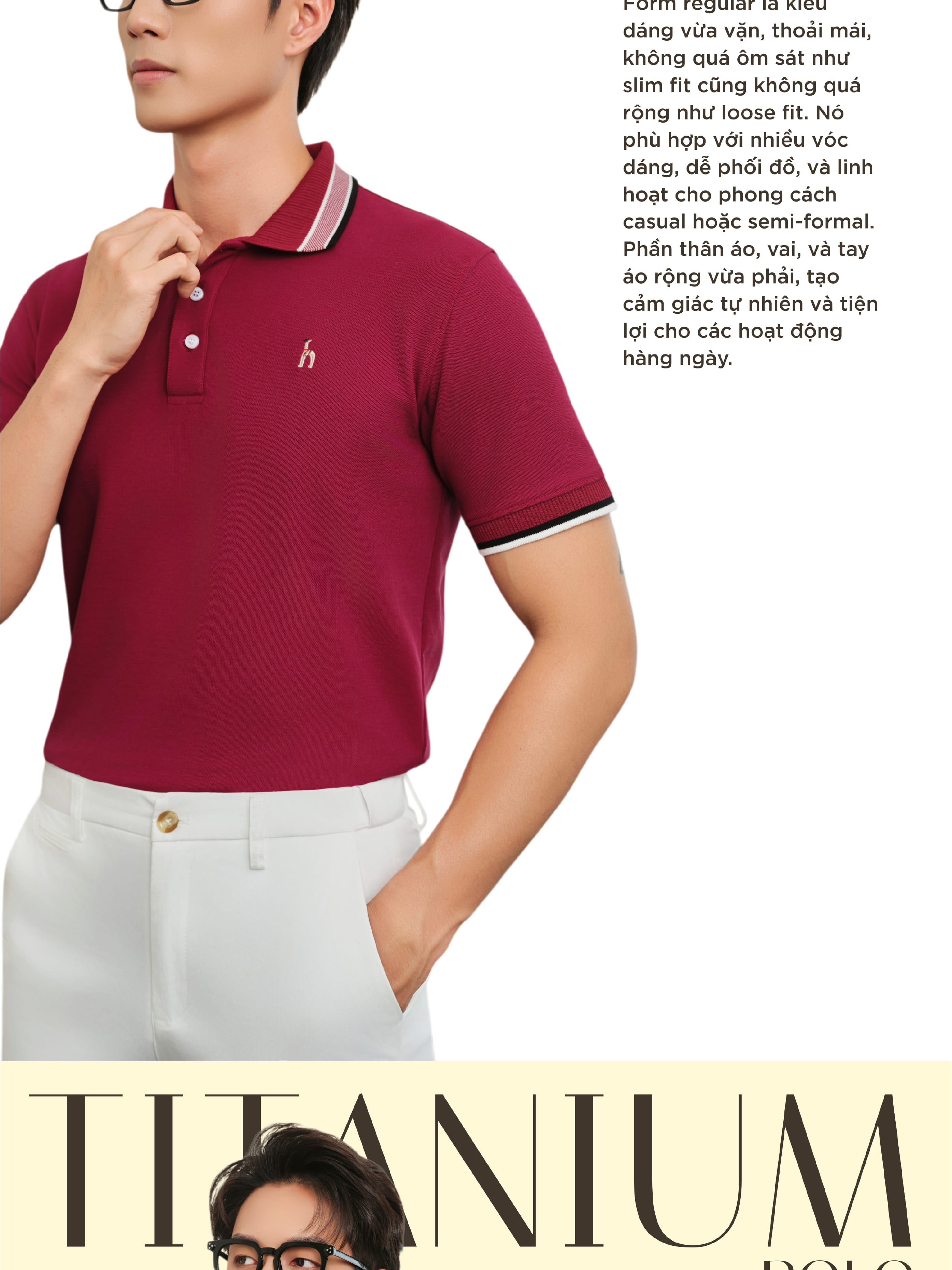 Mô tả Áo polo nam TITANIUM vải cotton pique 4.0 mềm mịn, co dãn tốt, thoáng mát, sang trọng - HUSSIO - 4