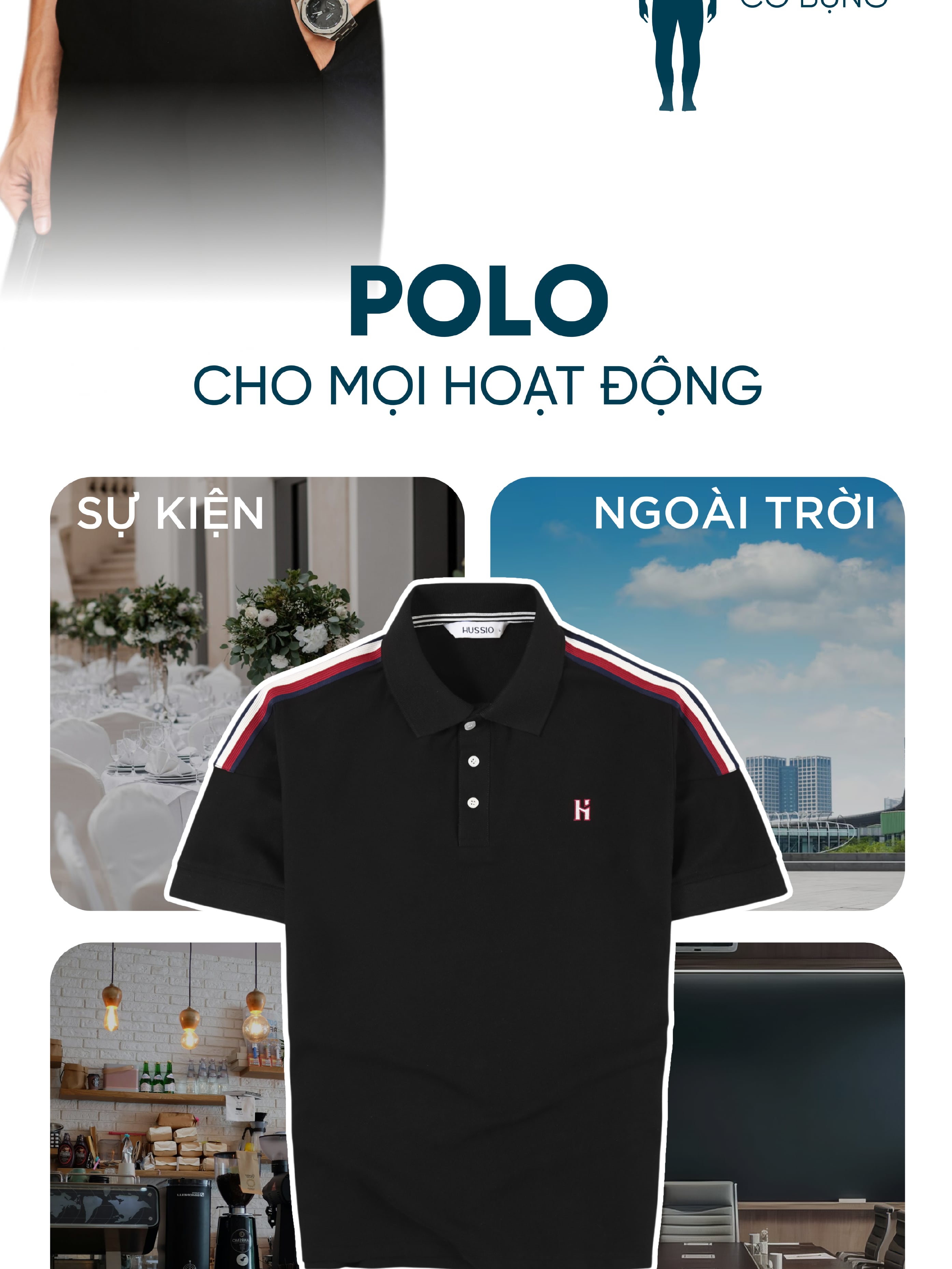 Mô tả Áo polo nam STRONGHOLD vải cotton pique 4.0 mềm mịn, co dãn tốt, thoáng mát ,sang trọng - HUSSIO - 7