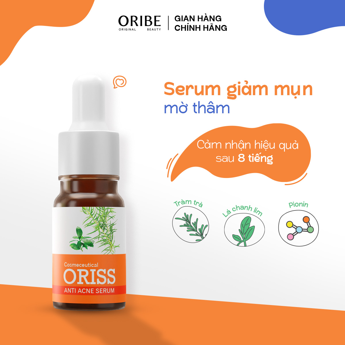 Mô tả Serum giảm mụn Oriss tinh chất tràm trà hỗ trợ mờ thâm sạch mụn 10g - 1