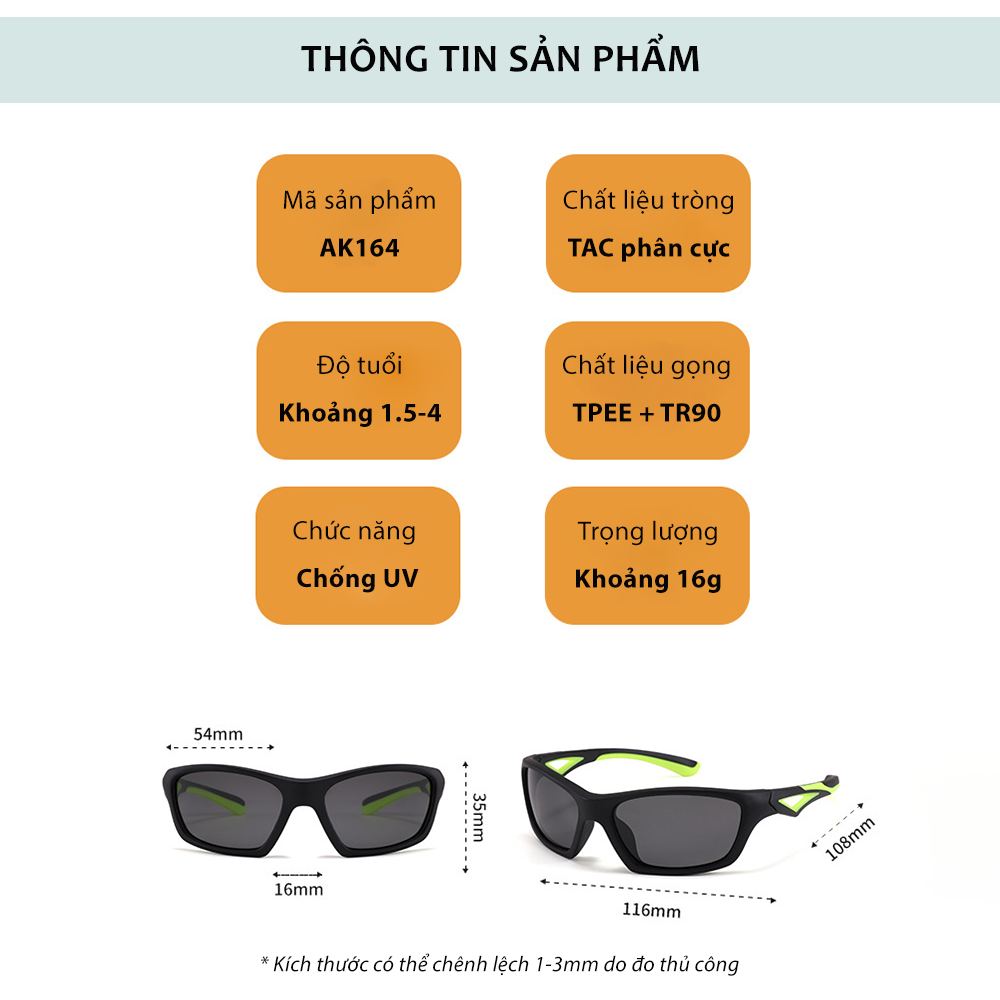 Mô tả Kính Mát Thể Thao Phân Cực Cho Bé Trai Gái AORON Chống Chói Bảo Vệ Mắt Hỗ Trợ Các Hoạt Động Thể Thao Ngoài Trời AK164 - 11
