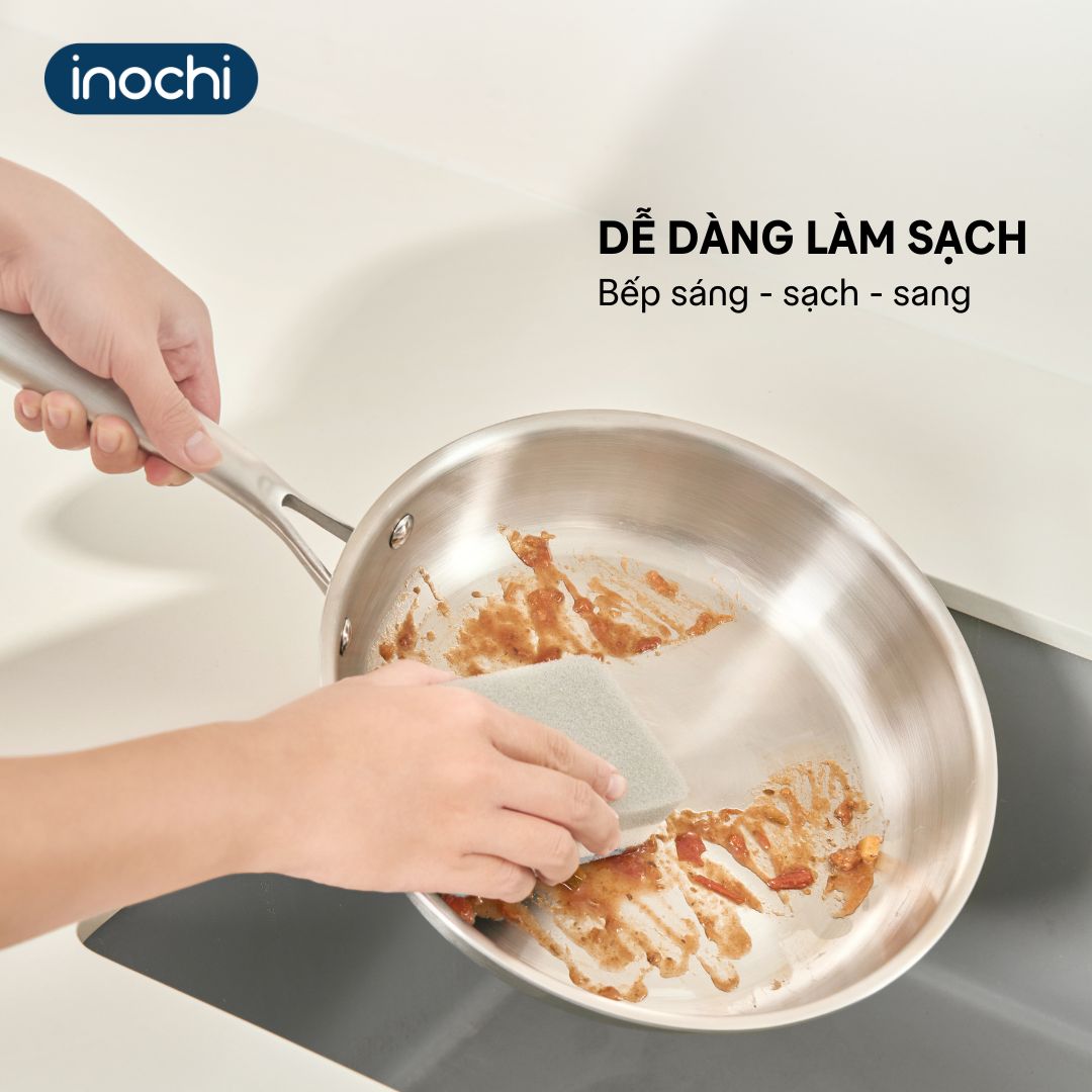Chảo rán, xào INOX nguyên khối Omi GOURMET -Inochi Bắt từ nhanh, tiết ...