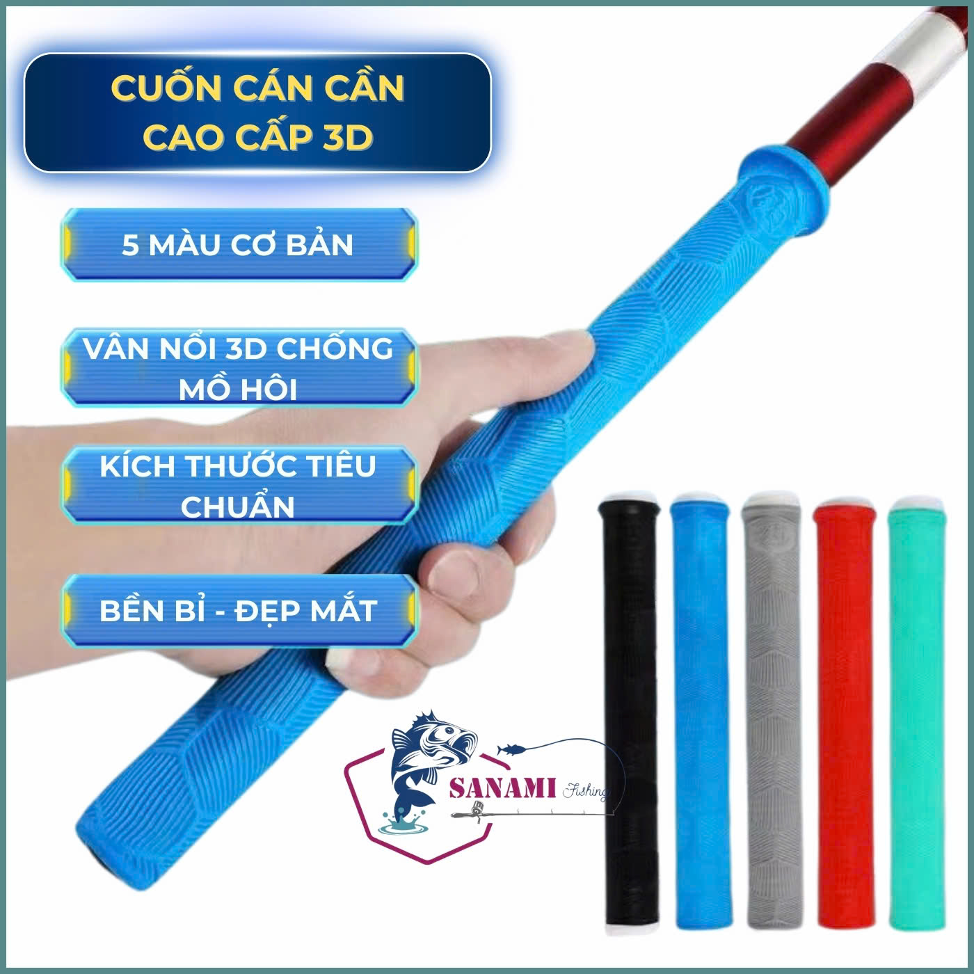 Quấn Cán Cần Câu Màng Co Tự Rút Vân 3D, Bọc Cần Câu Cao Su Có Vòng ...