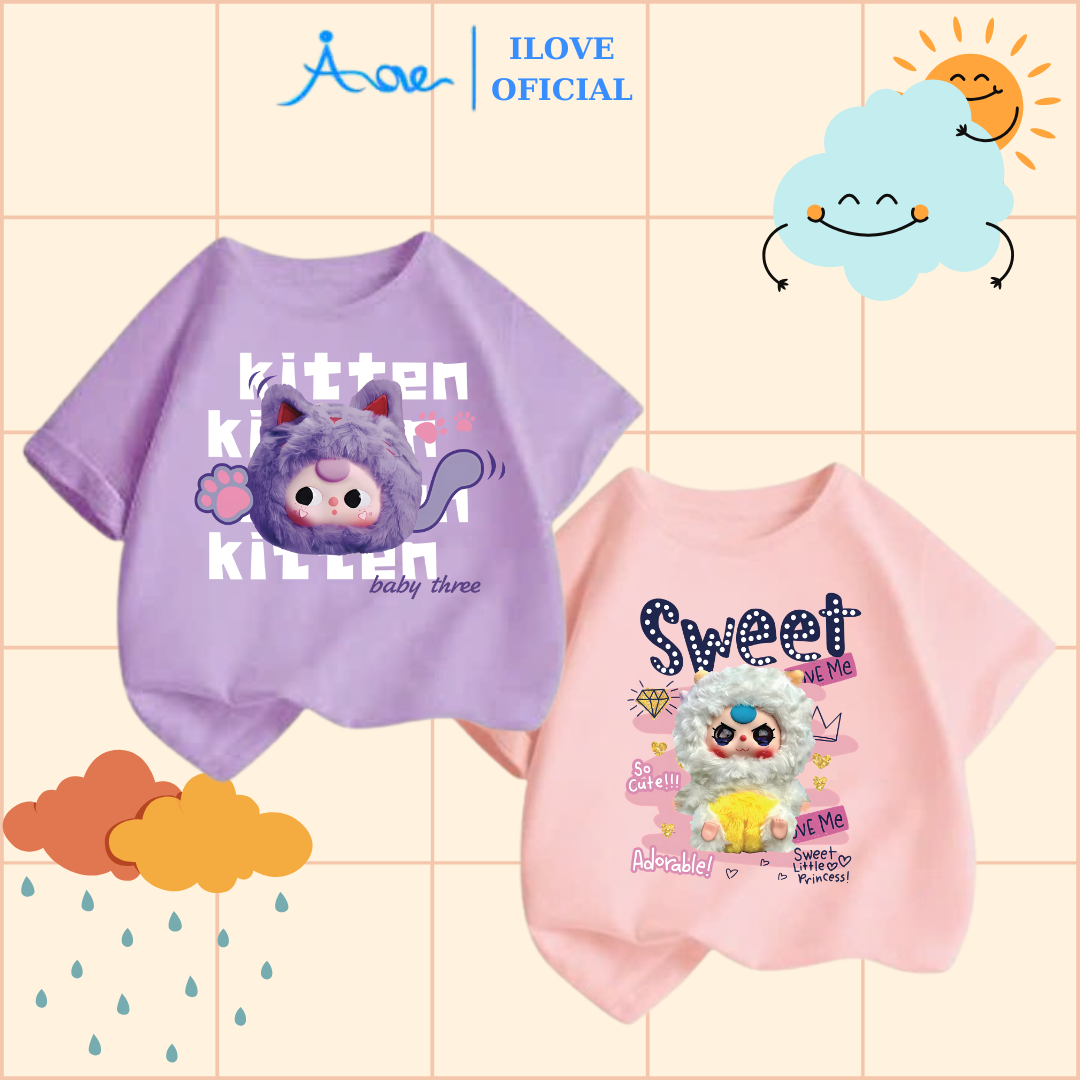 Mô tả ILOVE Áo thun BABY THREE, áo phông cộc tay BABYTHREE chất COTTON mềm mịn, thoáng mát cho bé gái 8.5-32kg - 1