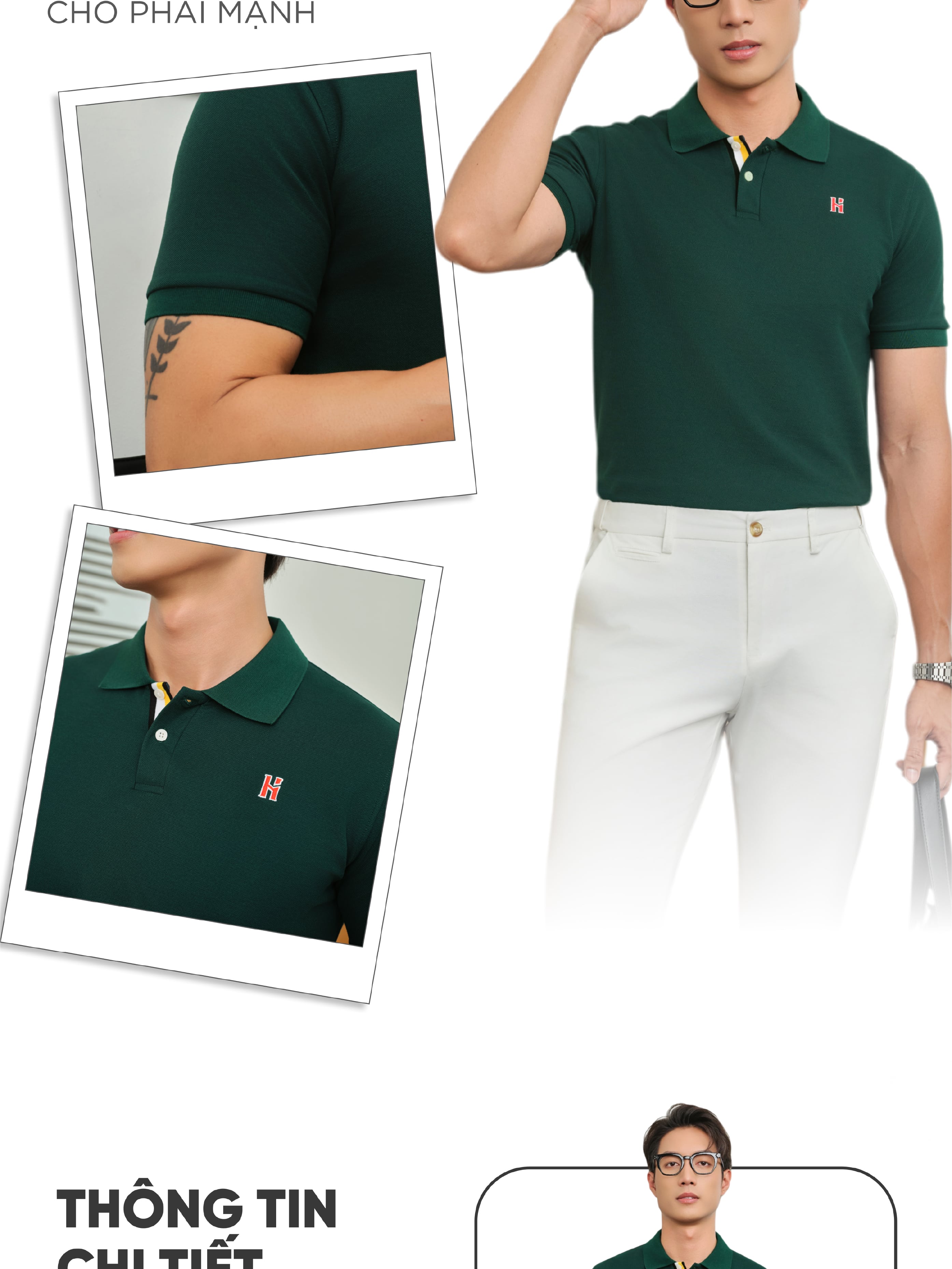 Mô tả Áo polo nam DOMINUS vải cotton pique 4.0 mềm mịn, co dãn tốt, thoáng mát, đứng form - HUSSIO - 7