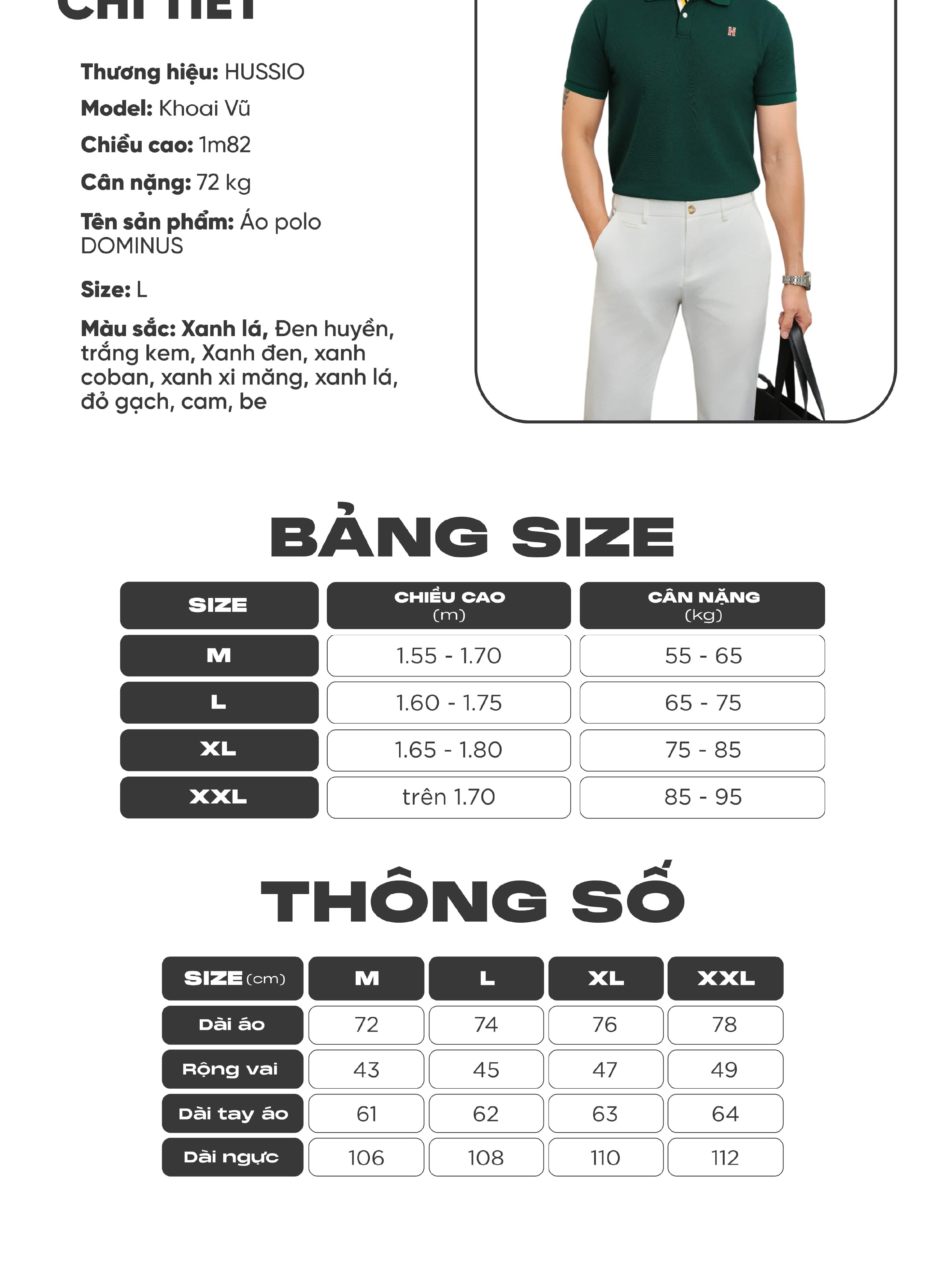 Mô tả Áo polo nam DOMINUS vải cotton pique 4.0 mềm mịn, co dãn tốt, thoáng mát, đứng form - HUSSIO - 8