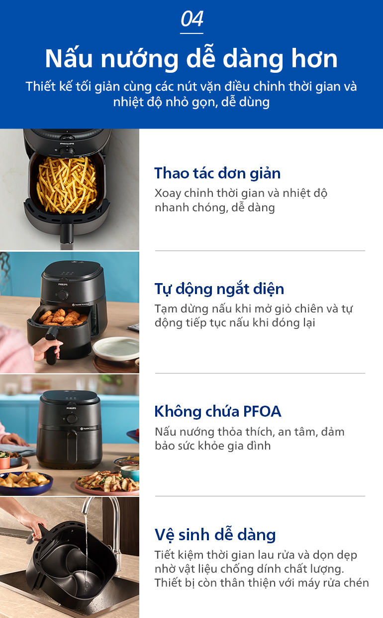 Mô tả Nồi chiên không dầu Philips NA120/00 4,2 lít- Hàng Chính Hãng - Bảo hành 24 tháng - Giao hỏa tốc 2H - 3