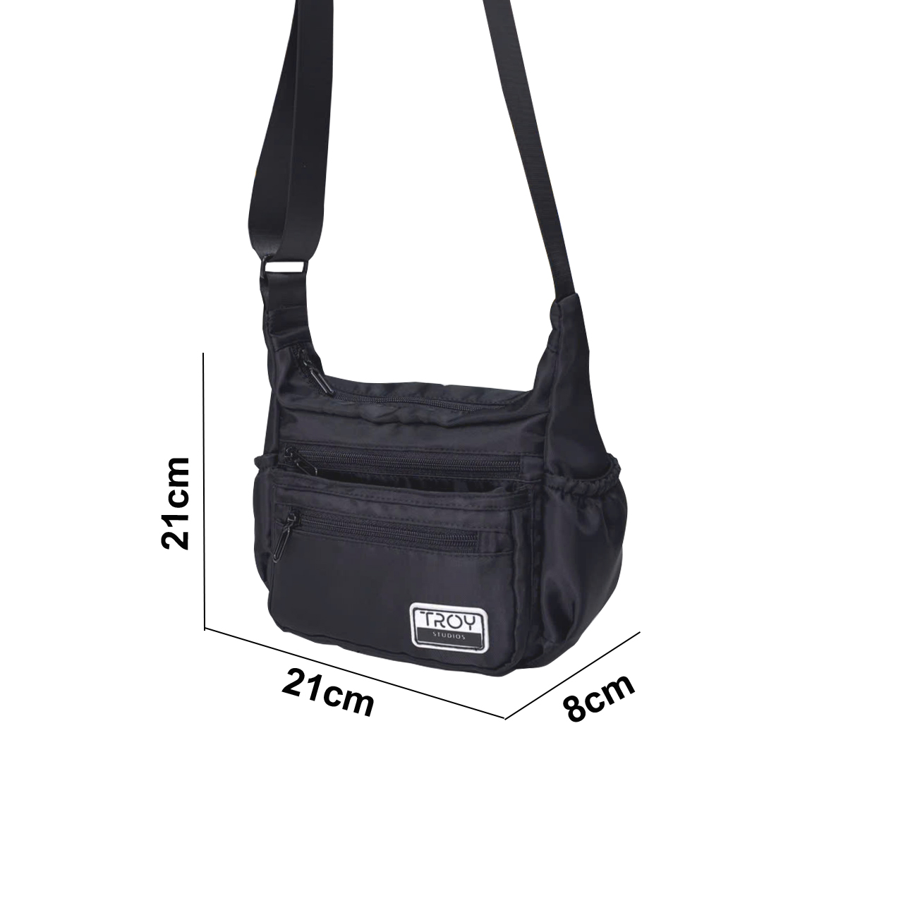 Mô tả Túi đeo chéo nhiều ngăn TROY SLAY BAG chất vải dù trượt nước, size 21 cm - 2