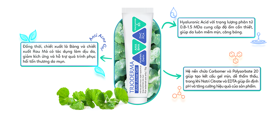 Mô tả Kem giảm mụn Trioderma ngăn ngừa mụn, hỗ trợ đẩy mụn ẩn và làm dịu da tuýp 15g - 3