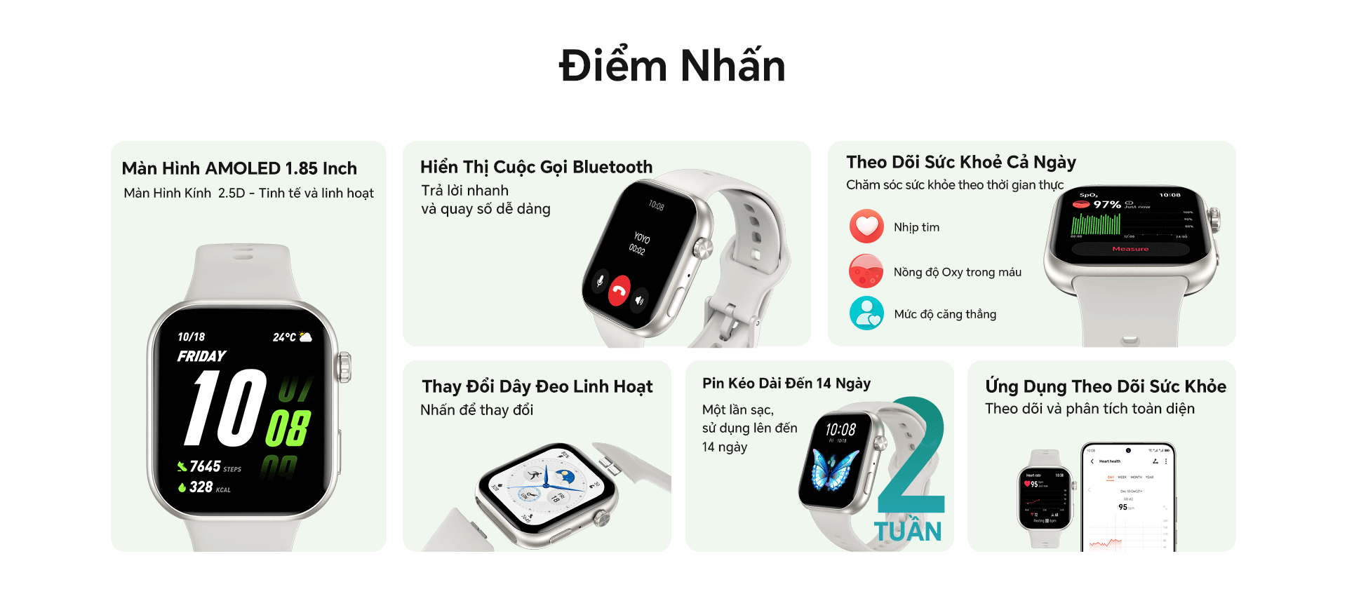Mô tả Đồng hồ thông minh HONOR CHOICE Watch 2i| Màn hình  1.85 " AMOLED, Pin 14 ngày, Nghe gọi Bluetooth - 2