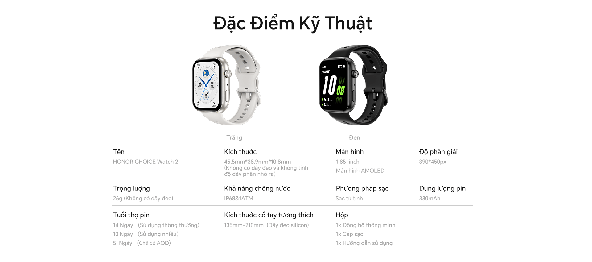 Mô tả Đồng hồ thông minh HONOR CHOICE Watch 2i| Màn hình  1.85 " AMOLED, Pin 14 ngày, Nghe gọi Bluetooth - 10