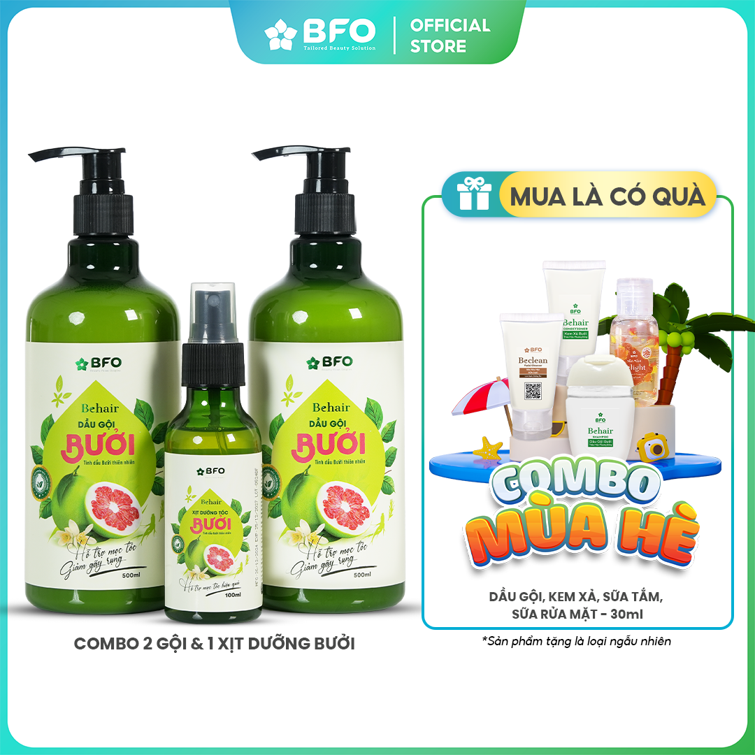 Mô tả Dầu Gội Dầu Xả và Xịt Dưỡng Tóc Dưỡng Tóc Tinh Dầu Bưởi BFO Behair 500ml - 1