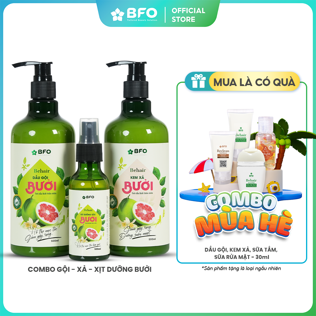 Mô tả Dầu Gội Dầu Xả và Xịt Dưỡng Tóc Dưỡng Tóc Tinh Dầu Bưởi BFO Behair 500ml - 2