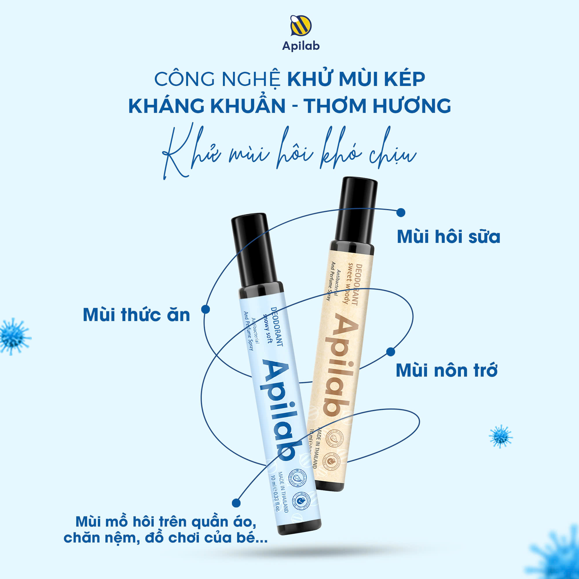 Mô tả Xịt khử mùi thơm quần áo em bé Apilab Deodorant kháng khuẩn & loại bỏ mùi hôi khó chịu 10ml - 1