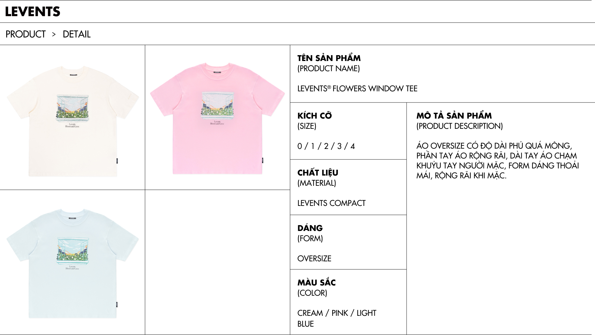 Áo Thun Levents Flowers Window Tee 100% Cotton Unisex T-shirt Oversized ...