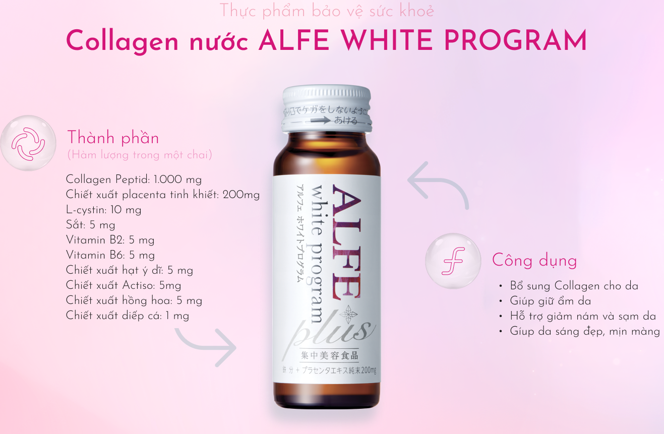 Combo 2 Collagen uống ALFE White Program hỗ trợ giảm nám và sạm da hộp ...