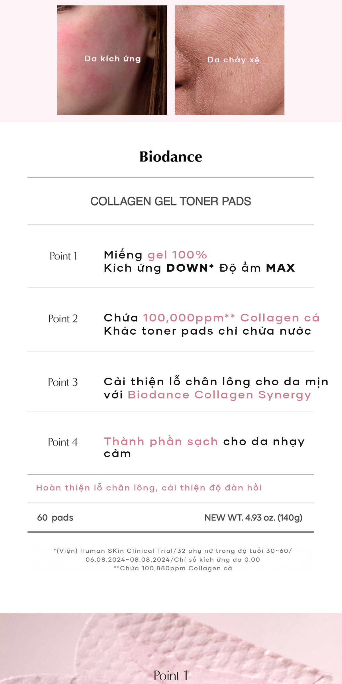 Mô tả BIODANCE Toner Pad Dạng Gel Cung Cấp Collagen Tăng Cường Đàn Hồi Da Dưỡng Ẩm Thu Nhỏ Lỗ Chân Lông Gel Toner Pads 140g - 3