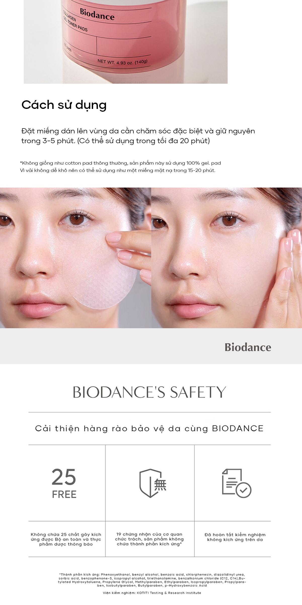 Mô tả BIODANCE Toner Pad Dạng Gel Cung Cấp Collagen Tăng Cường Đàn Hồi Da Dưỡng Ẩm Thu Nhỏ Lỗ Chân Lông Gel Toner Pads 140g - 12
