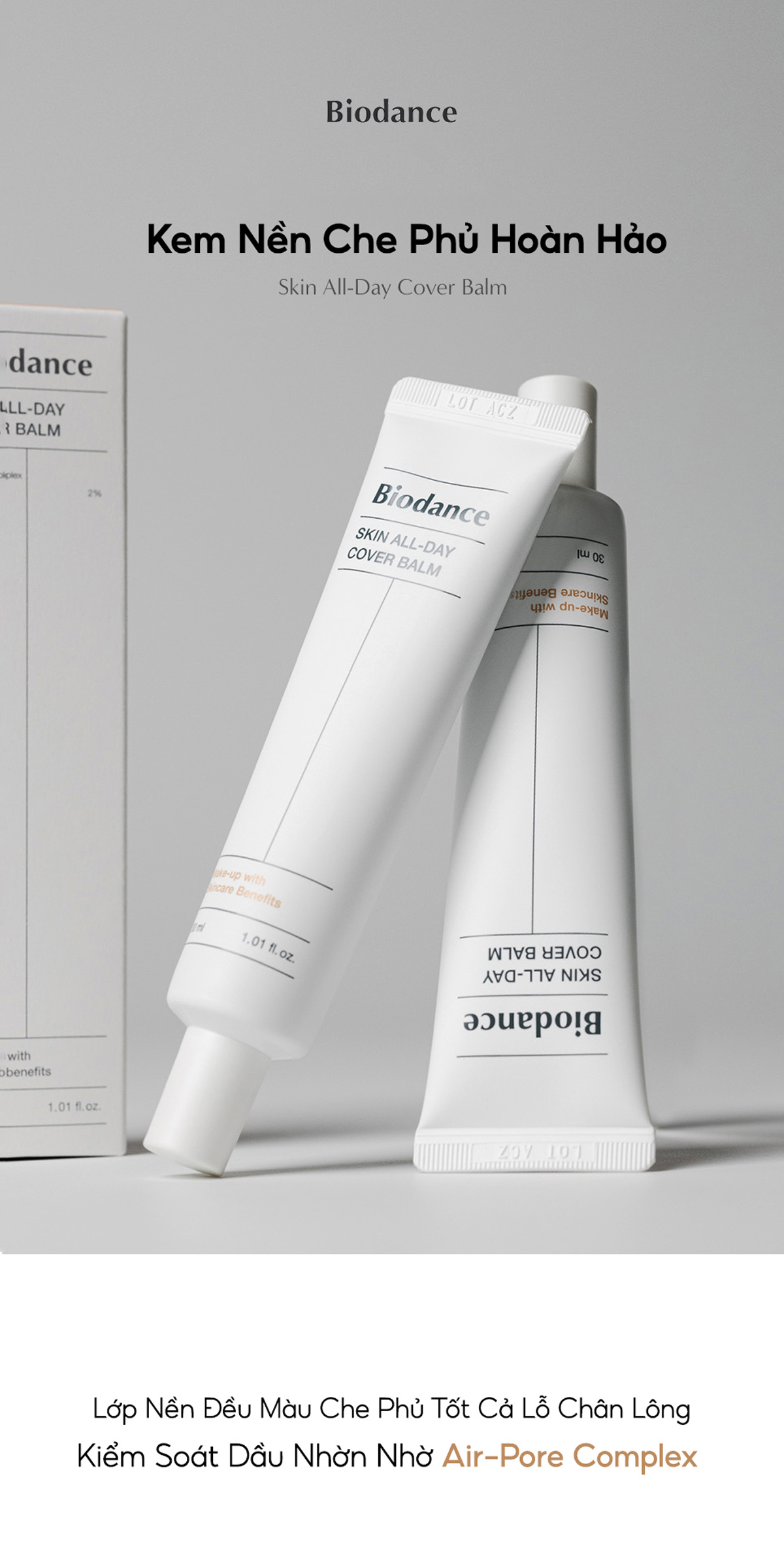 Mô tả BIODANCE Kem BB Che Phủ Lỗ Chân Lông Cho Lớp Nền Đều Màu Skin All-Day Cover Balm 30ml - 1