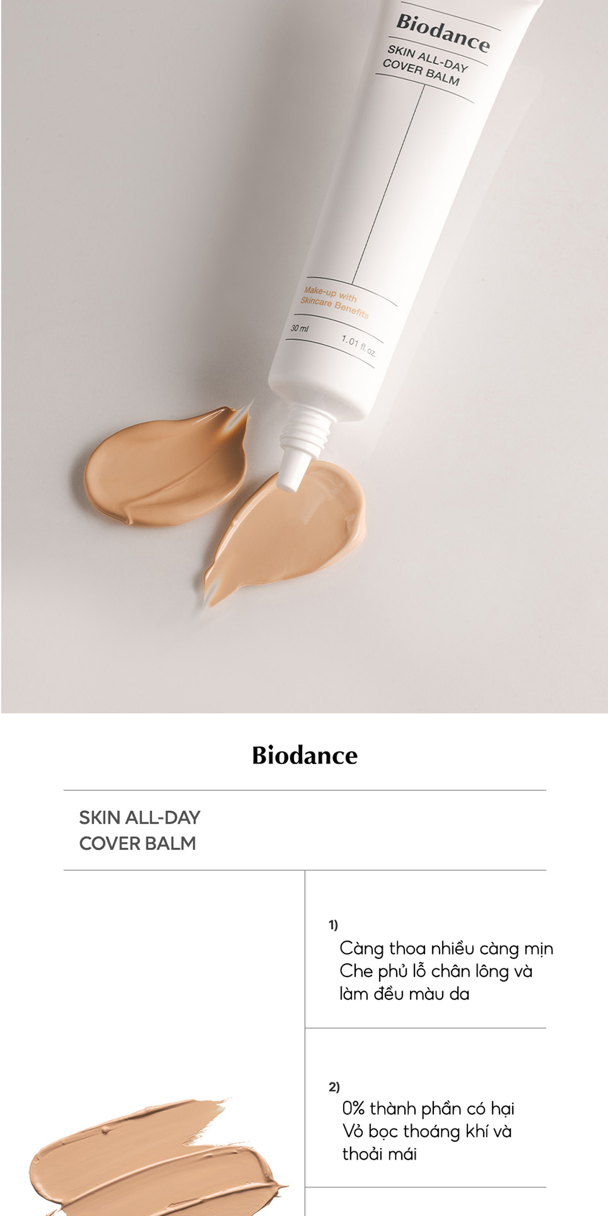Mô tả BIODANCE Kem BB Che Phủ Lỗ Chân Lông Cho Lớp Nền Đều Màu Skin All-Day Cover Balm 30ml - 3