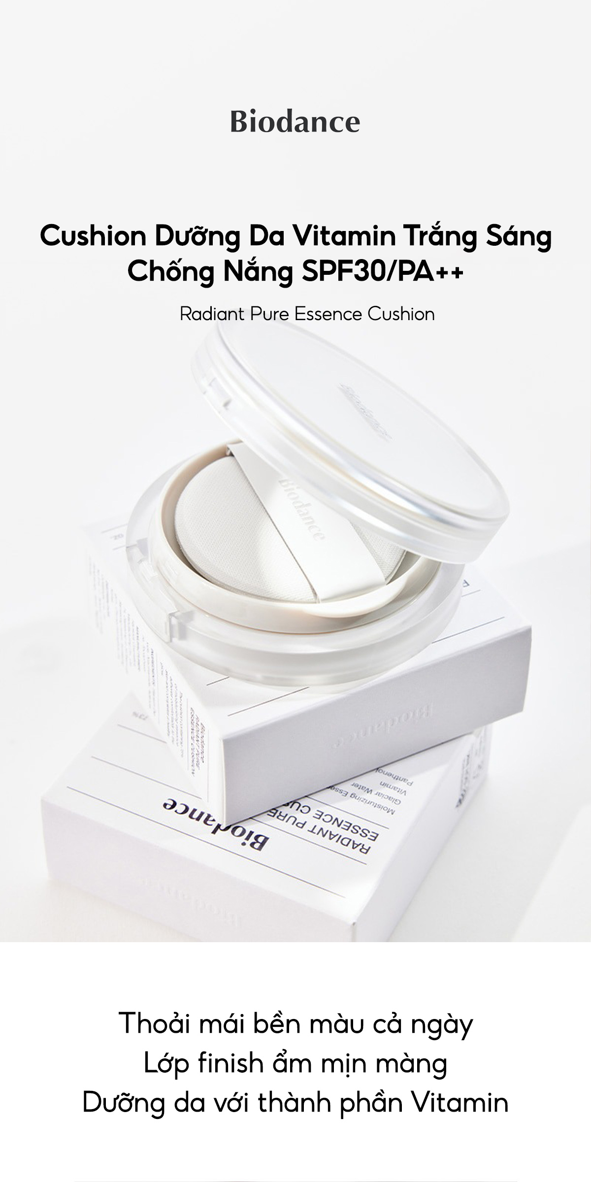 Mô tả BIODANCE Kem Nền Cấp Chống Nắng SPF30/PA++ Dưỡng Da Vitamin Trắng Sáng Radiant Pure Essence Cushion 14g - 1