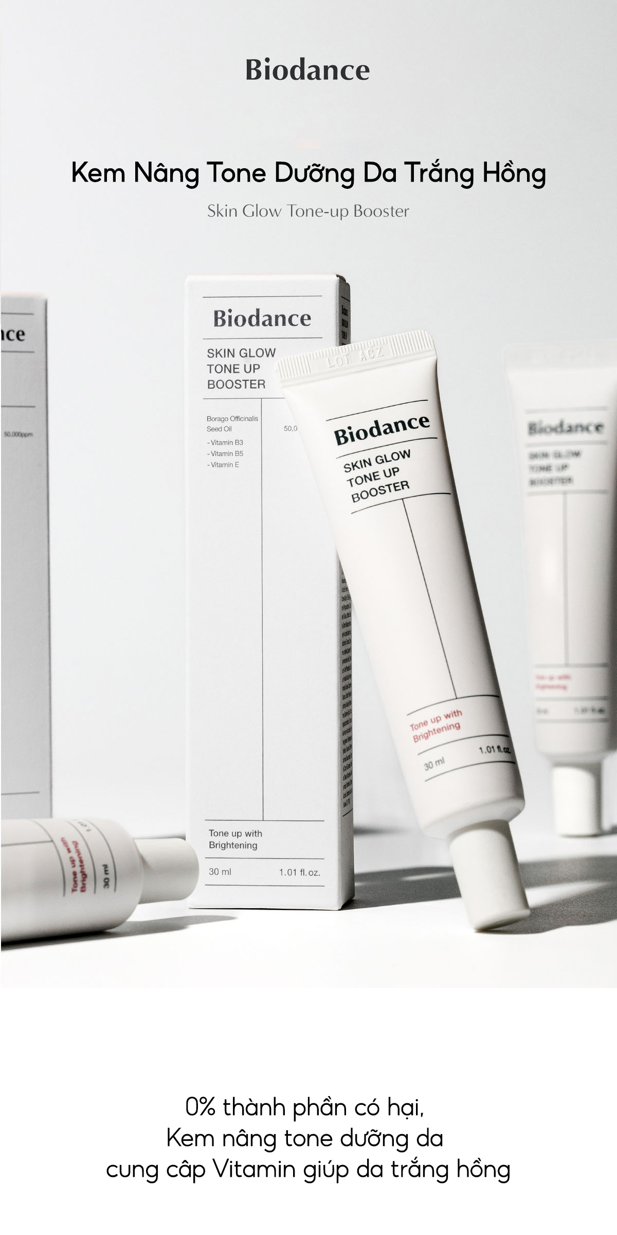 Mô tả BIODANCE Kem Nâng Tone Dưỡng Da Cung Câp Vitamin Giúp Da Trắng Hồng Skin Glow Tone Up Booster 30ml - 1