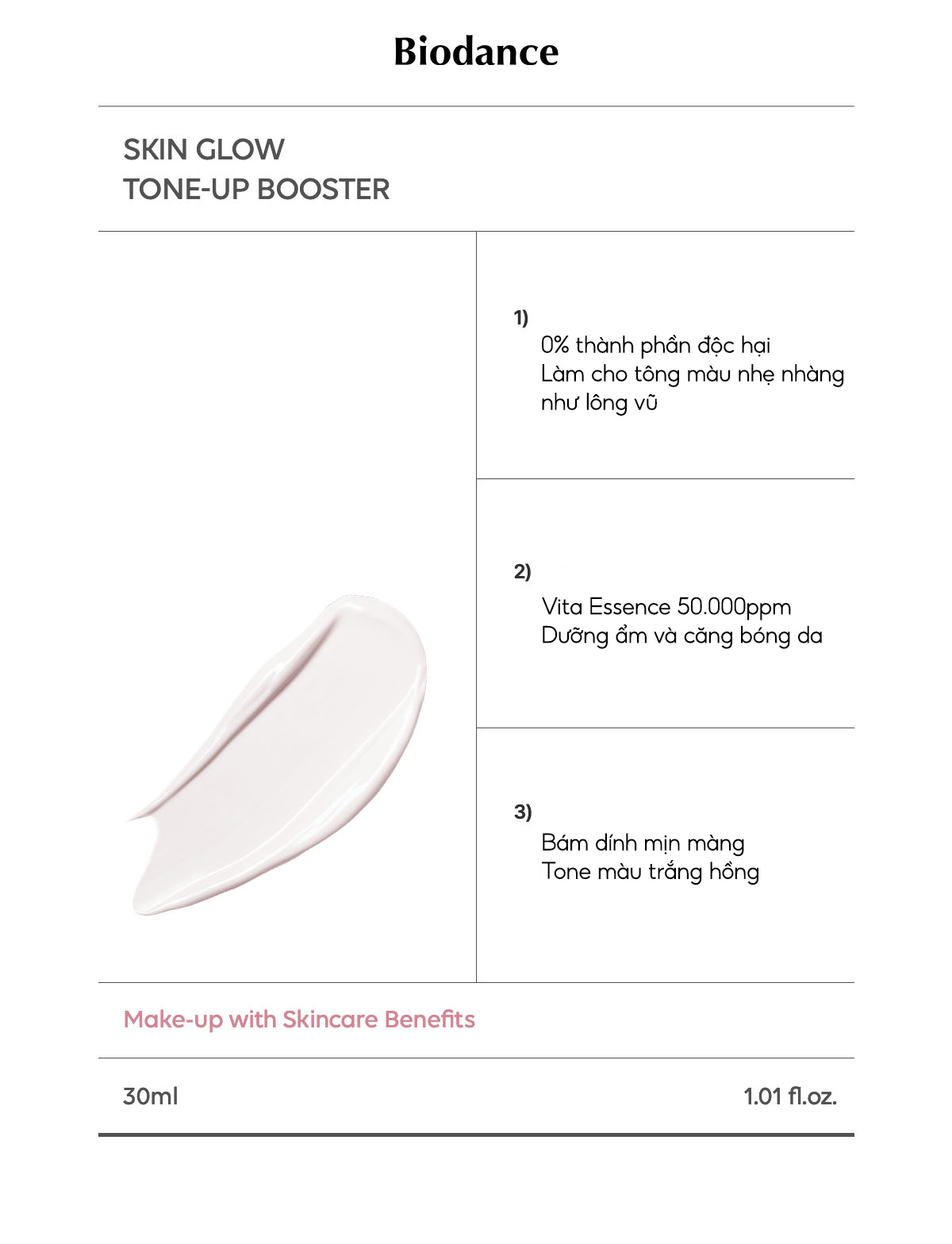 Mô tả BIODANCE Kem Nâng Tone Dưỡng Da Cung Câp Vitamin Giúp Da Trắng Hồng Skin Glow Tone Up Booster 30ml - 3