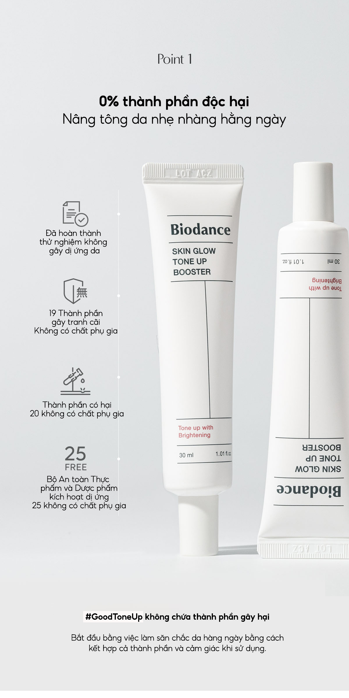 Mô tả BIODANCE Kem Nâng Tone Dưỡng Da Cung Câp Vitamin Giúp Da Trắng Hồng Skin Glow Tone Up Booster 30ml - 4