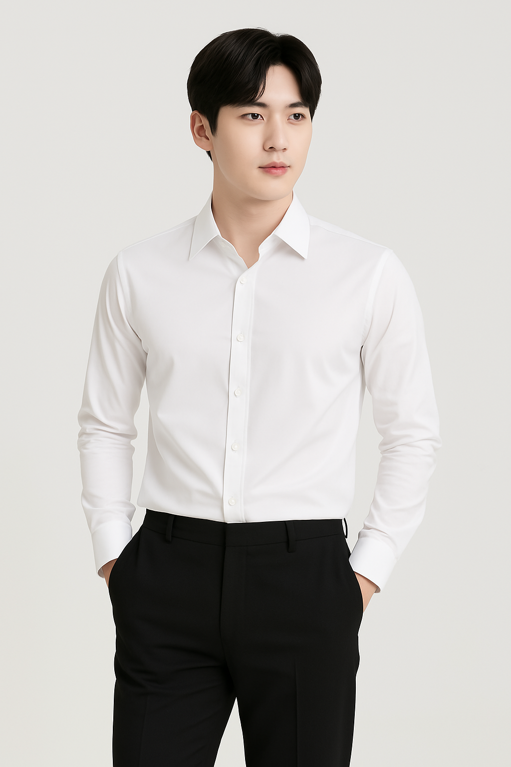 Mô tả Áo sơ mi nam trơn vải kate lụa mịn LADOS - 25779 chất vải thấm hút tốt - Form chuẩn công sở - 4