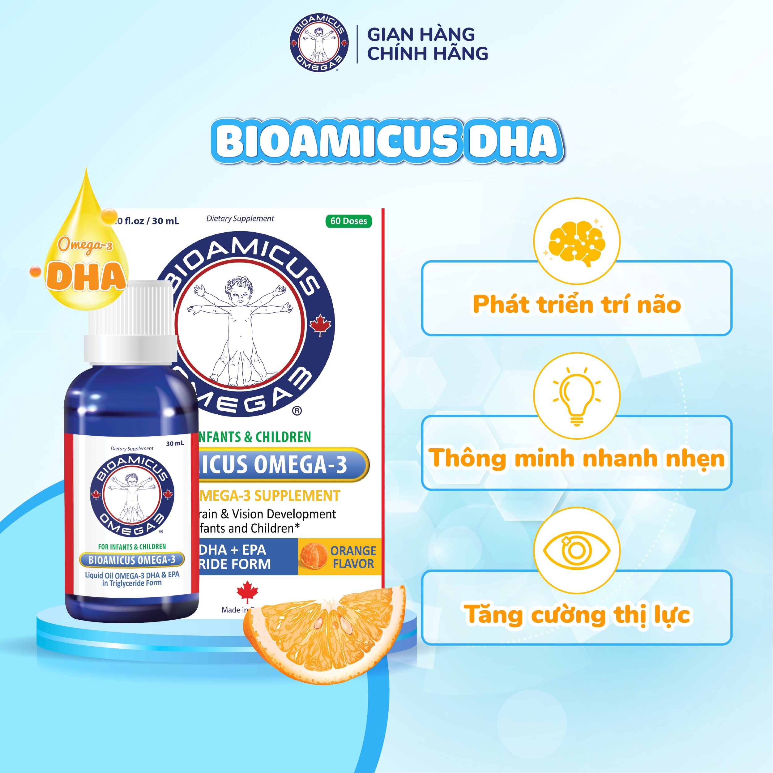 Mô tả Bộ Ba Cho Bé Ăn Ngon Cao Lớn Thông Minh - Men 10 Chủng BioAmicus & BioAmicus Vitamin D3K2MK7 & BioAmicus Omega-3 DHA - 4