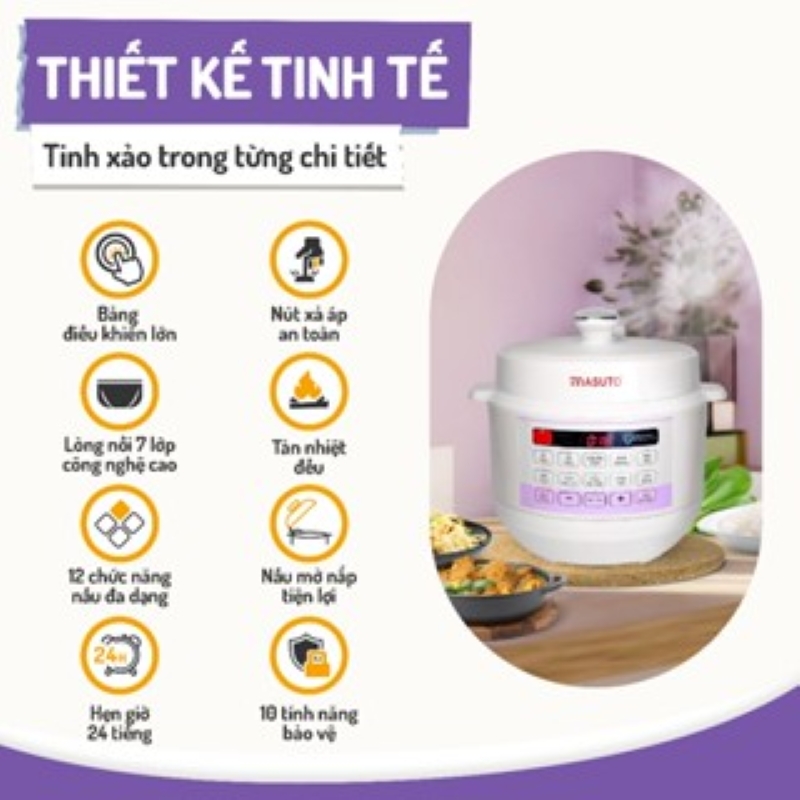 Mô tả Nồi áp suất điện đa năng Masuto MS PC05 10 chức năng nấu, chế độ nấu mở nắp riêng biệt, bảo hành 12 tháng 1 đổi 1 - 2