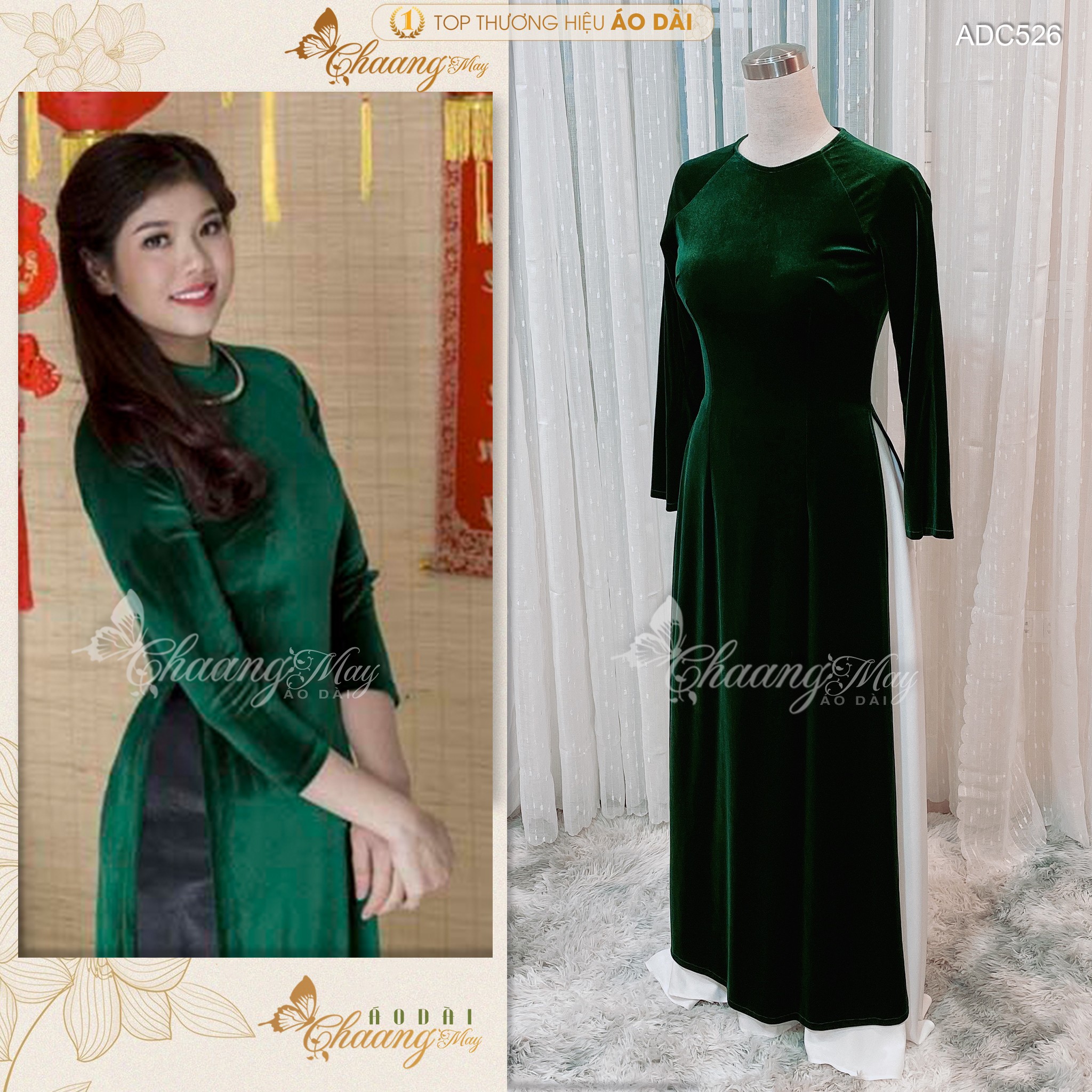 Mua áo Chiếc áo Ao Dai May San Online Áo Dài Nhung Đỏ Đô Đậm Truyền