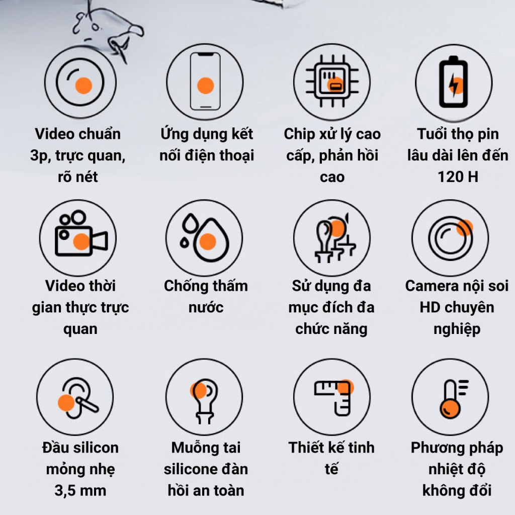 Mô tả Dụng cụ lấy ráy tai Lescolton có gắn camera hình ảnh sắc nét an toàn dùng cho người lớn và trẻ con - 6