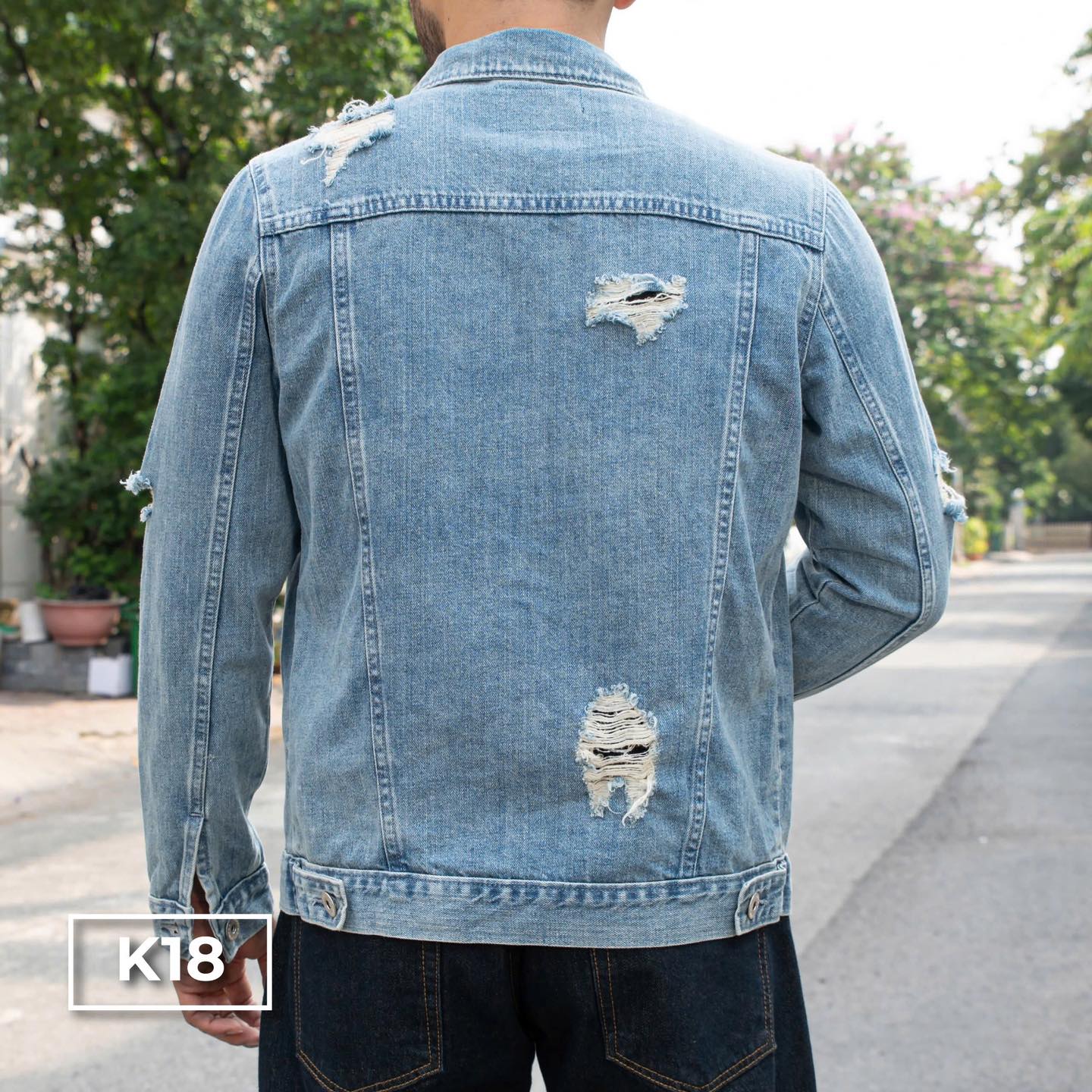 Mô tả Áo Khoác Cotton Xanh Nhạt Mài Wash K18 Just Men Thời Trang Nam - 4