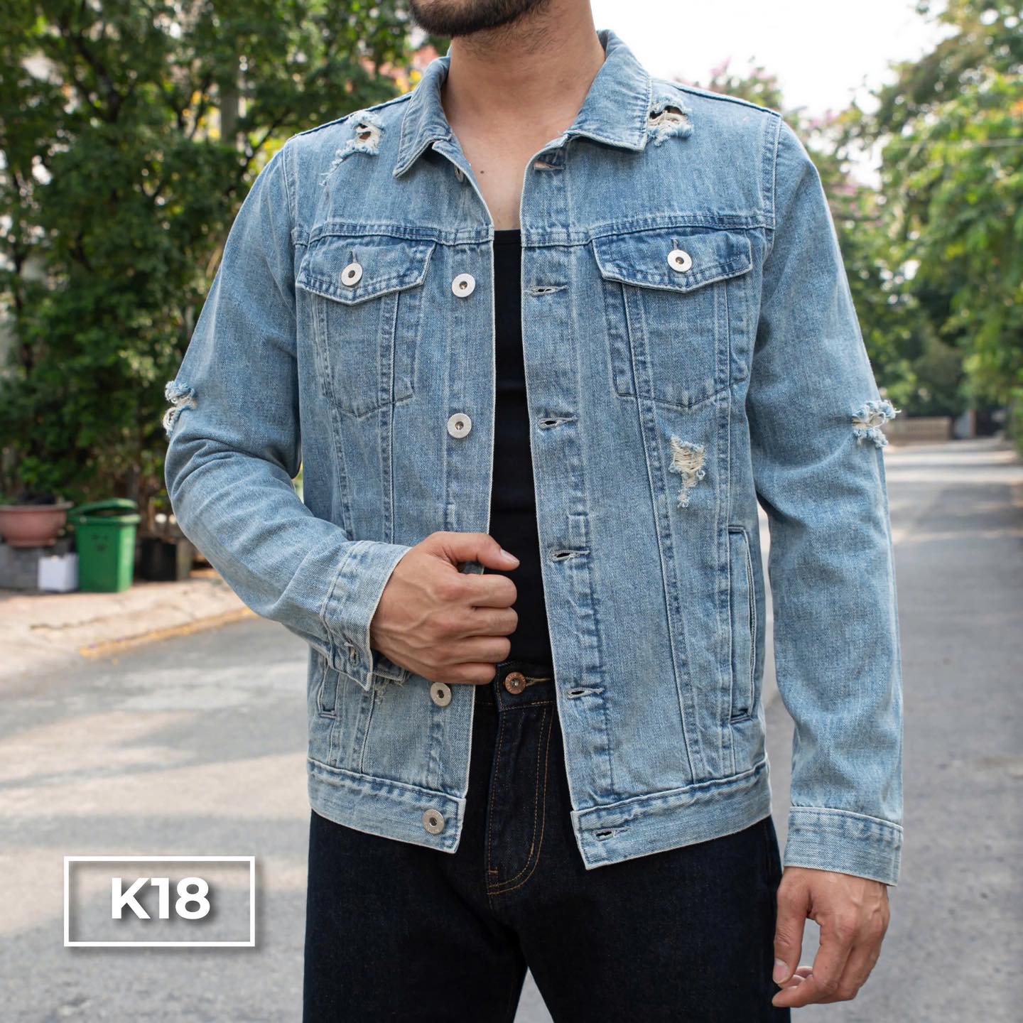Mô tả Áo Khoác Cotton Xanh Nhạt Mài Wash K18 Just Men Thời Trang Nam - 2