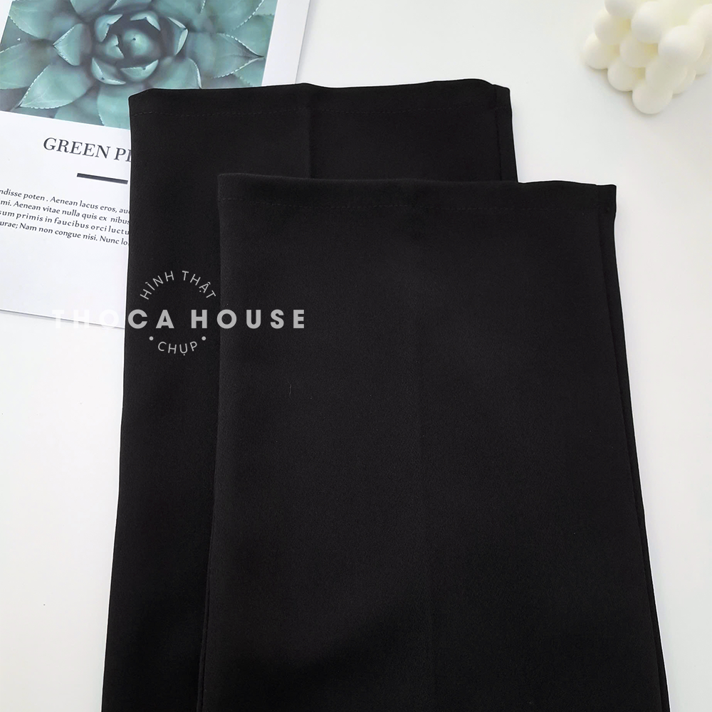 Mô tả Quần tây ống rộng lưng cao dây kéo bên THOCA HOUSE basic hack chân dài mặc công sở đi học đi chơi - 5