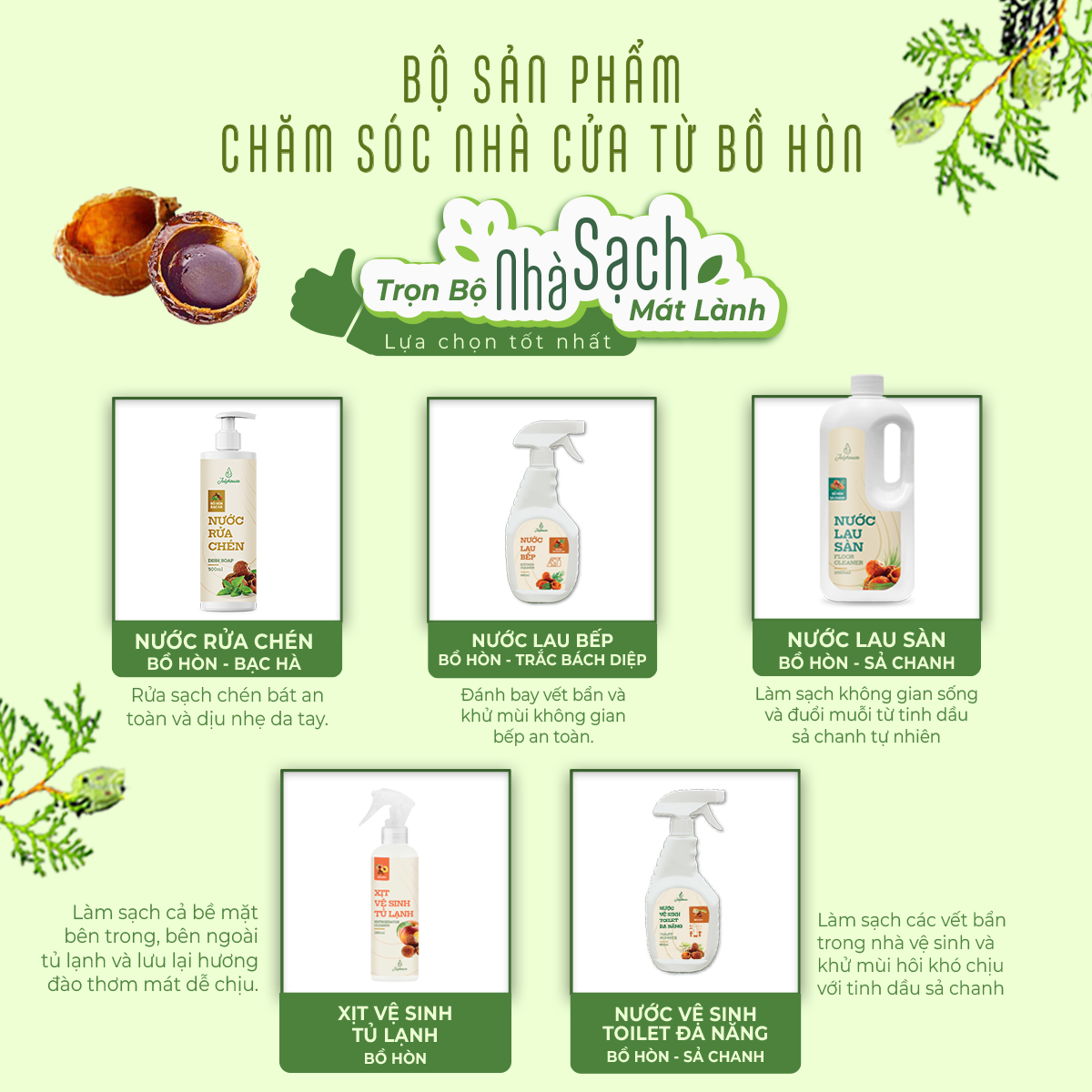 Mô tả Nước rửa chén Julyhouse 500ml hữu cơ chiết xuất từ Bồ Hòn và tinh dầu Bạc hà khử mùi, an toàn lành tính - 4