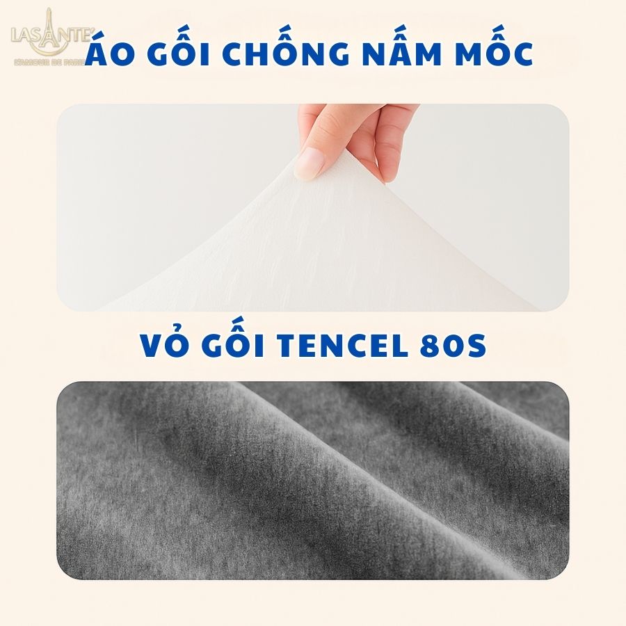 Mô tả Gối Cao Su Tự Nhiên 10 Cm Lasante (Kèm Vỏ) Massage Cổ Vai Gáy Giúp Cải Thiện Giấc Ngủ 40*60 Cm - 5