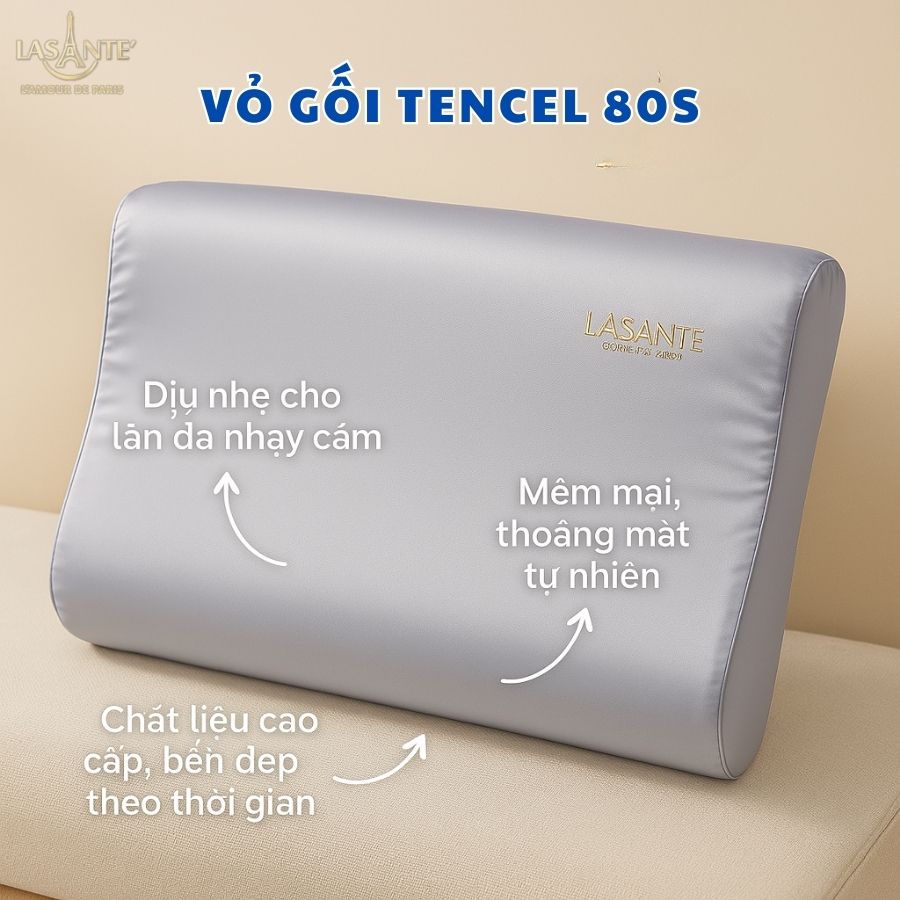 Mô tả Gối Cao Su Tự Nhiên 10 Cm Lasante (Kèm Vỏ) Massage Cổ Vai Gáy Giúp Cải Thiện Giấc Ngủ 40*60 Cm - 7