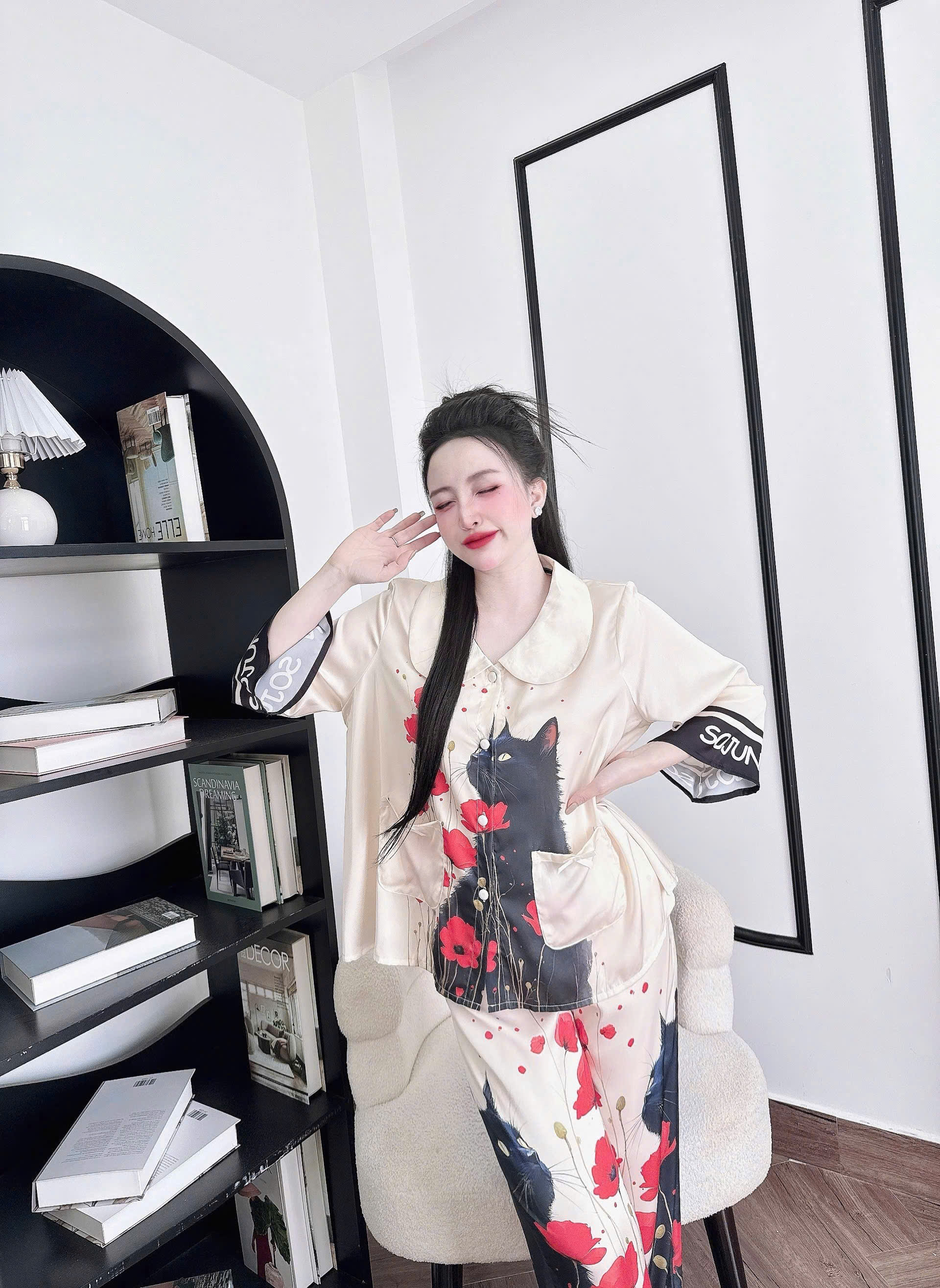 Đồ Ngủ Pijama Bigsize Nữ SOJUN TLQD Cổ Sen Lụa Latin Cao Cấp