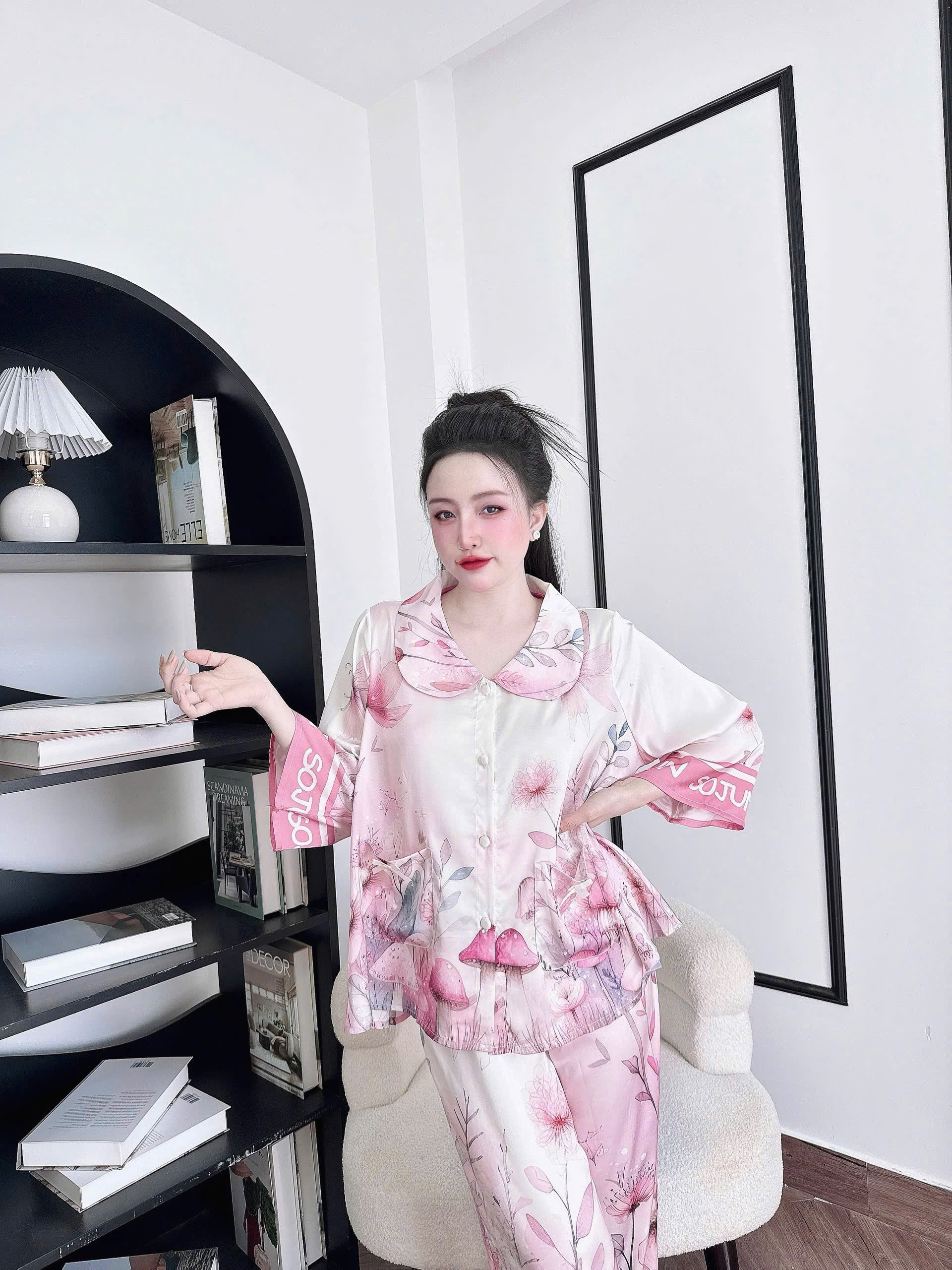 Đồ Ngủ Pijama Bigsize Nữ SOJUN TLQD Cổ Sen Lụa Latin Cao Cấp