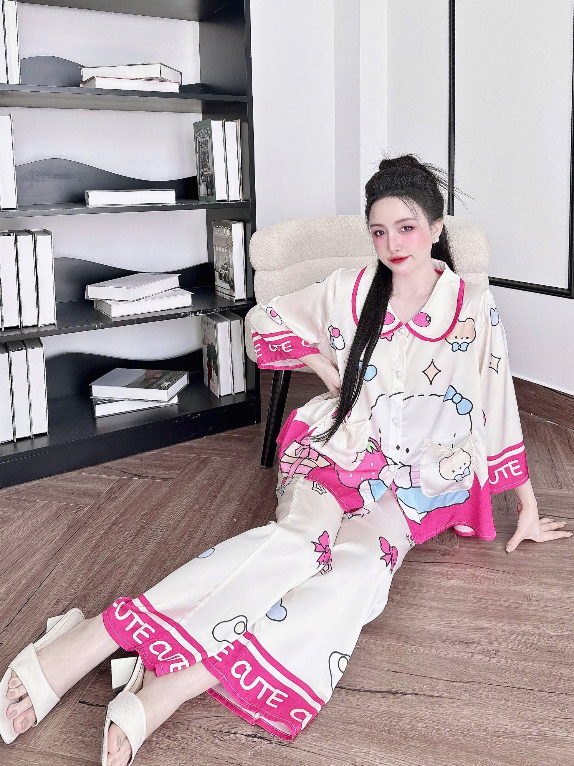 Đồ Ngủ Pijama Bigsize Nữ SOJUN TLQD Cổ Sen Lụa Latin Cao Cấp