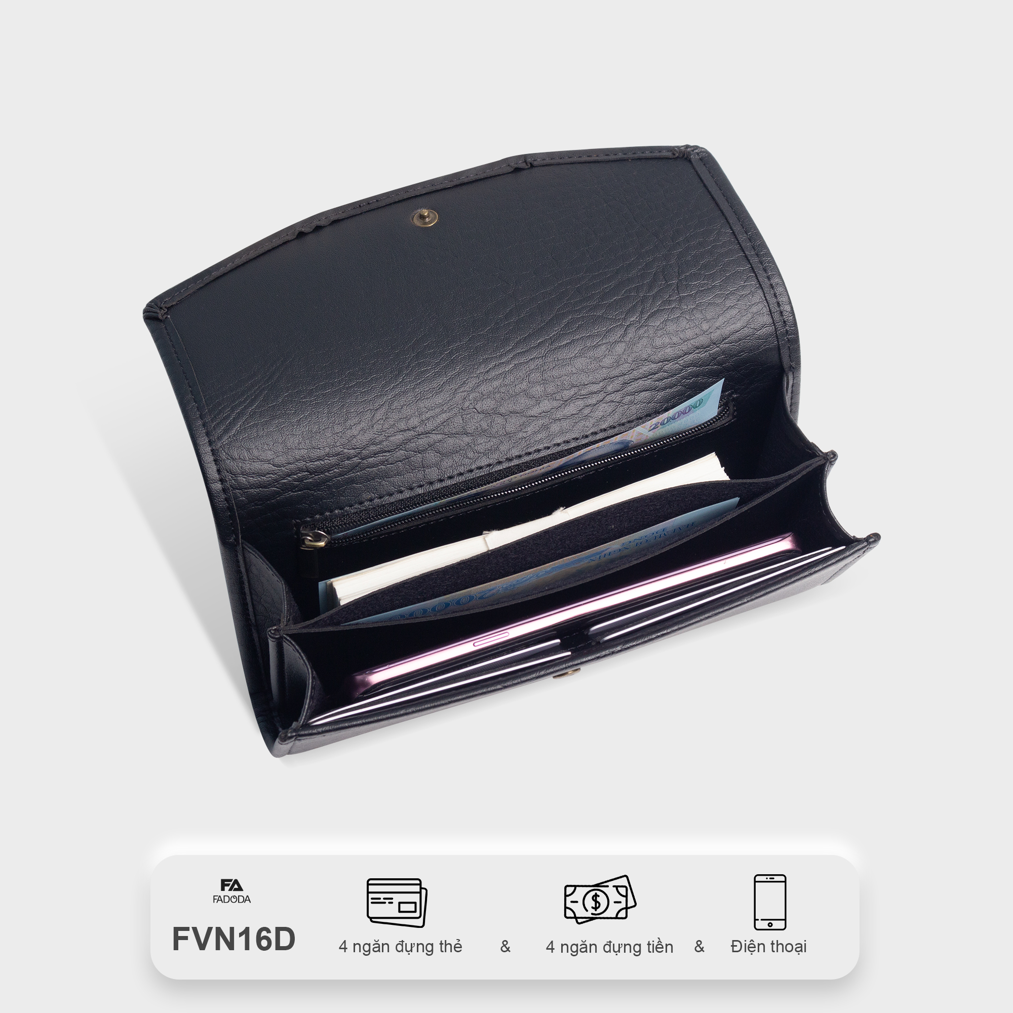 Mô tả Ví da nữ cầm tay dáng dài thời trang Fadoda FVN16 - 5