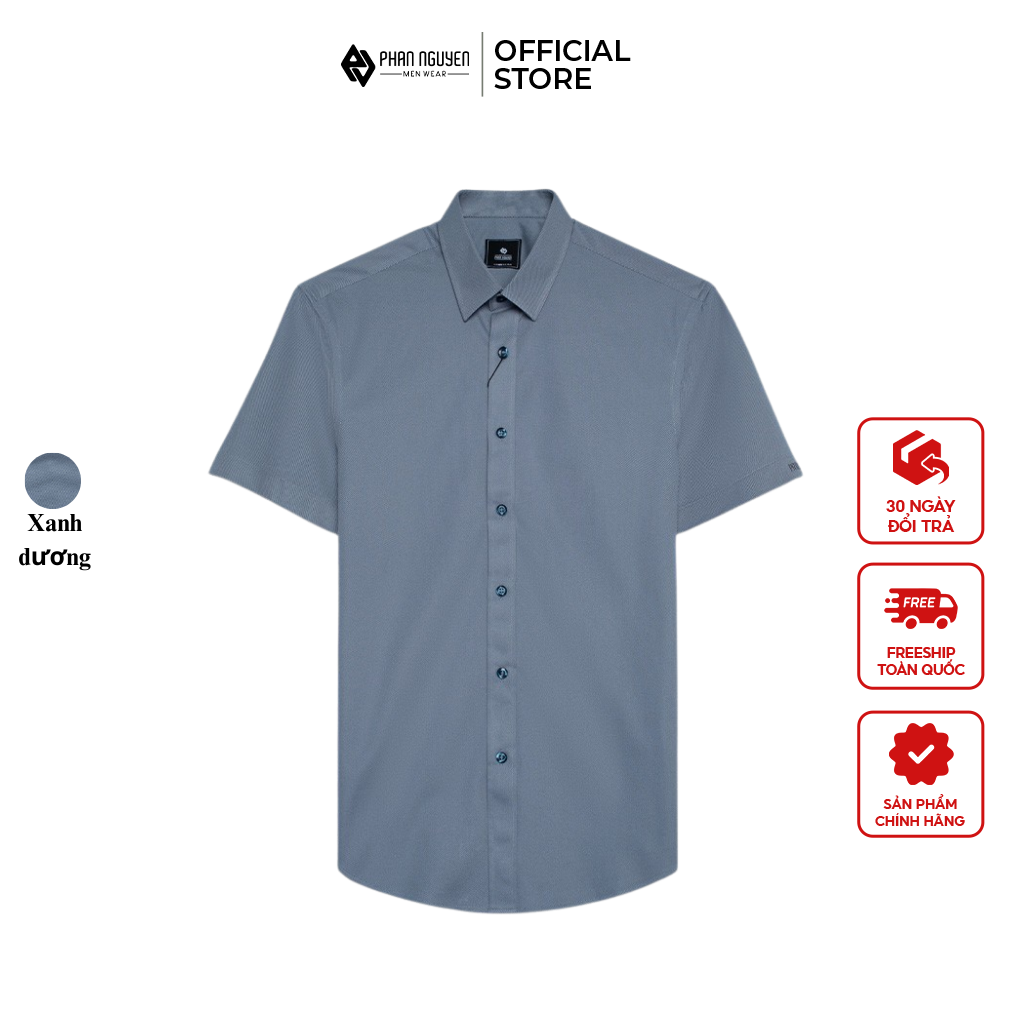 Mô tả Áo sơ mi cộc tay nam Phan Nguyễn, chất liệu ít nhăn, co giãn linh hoạt, bền bỉ form slim fit SMC.527 - 1