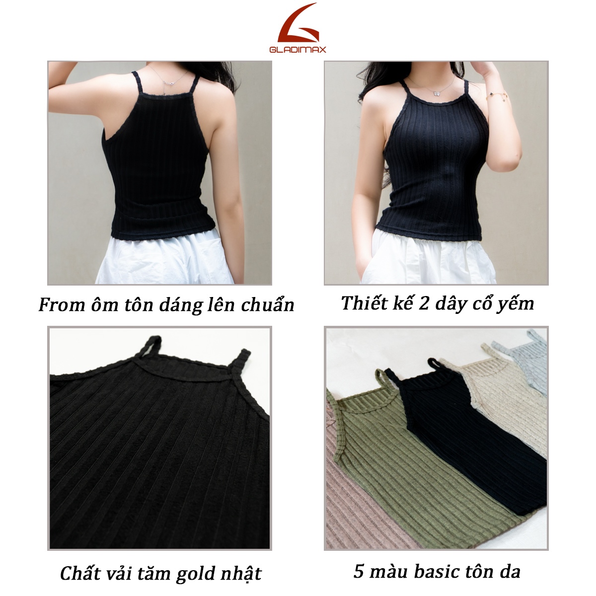 Mô tả Áo 2 Dây Cổ Yếm CY156 Chất Tăm Gold Nhật Tôn Dáng l Thiết Kế Croptop Cách Điệu Cho Nữ 2025 - 2