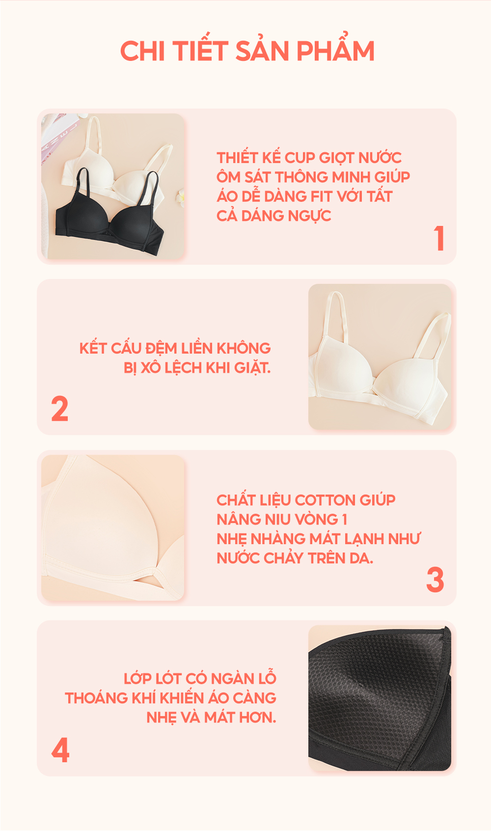 Mô tả Áo Lót Không Gọng Đệm Mỏng 0.5cm Mặc Hằng Ngày Tạo Cảm Giác Nhẹ Nhàng Dễ Thở Như Không Loirechic BRTS105 - 3