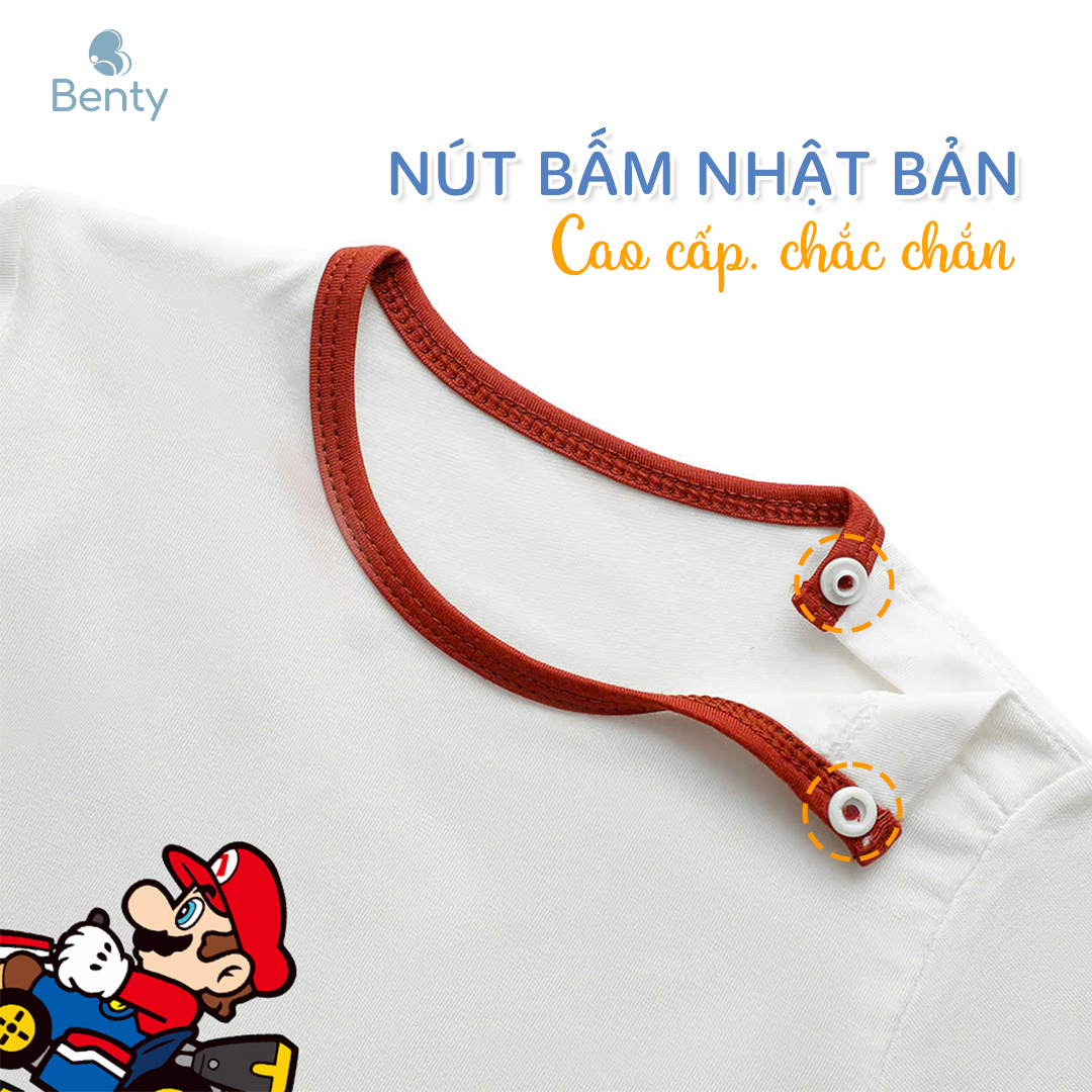 Mô tả Bộ cộc tay cài vai phối viền in hình Super Mario BENTY BT111 mát mềm mịn, đồ bộ cho bé chính hãng - 6
