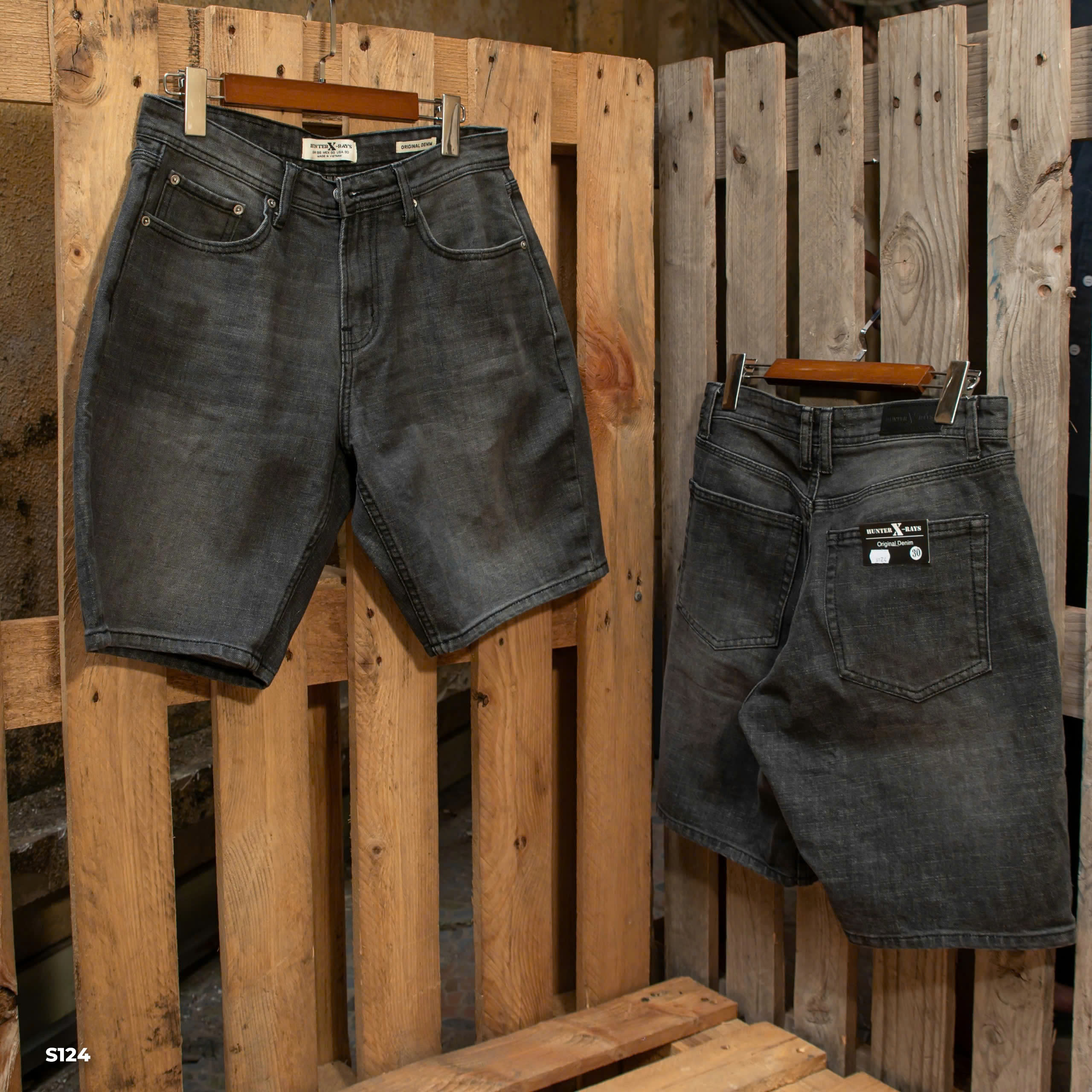Mô tả Quần Short Jean Nam S124 Màu Đen Xám Cá Tính, Dáng Slim Năng Động Just Men Thời Trang - 6