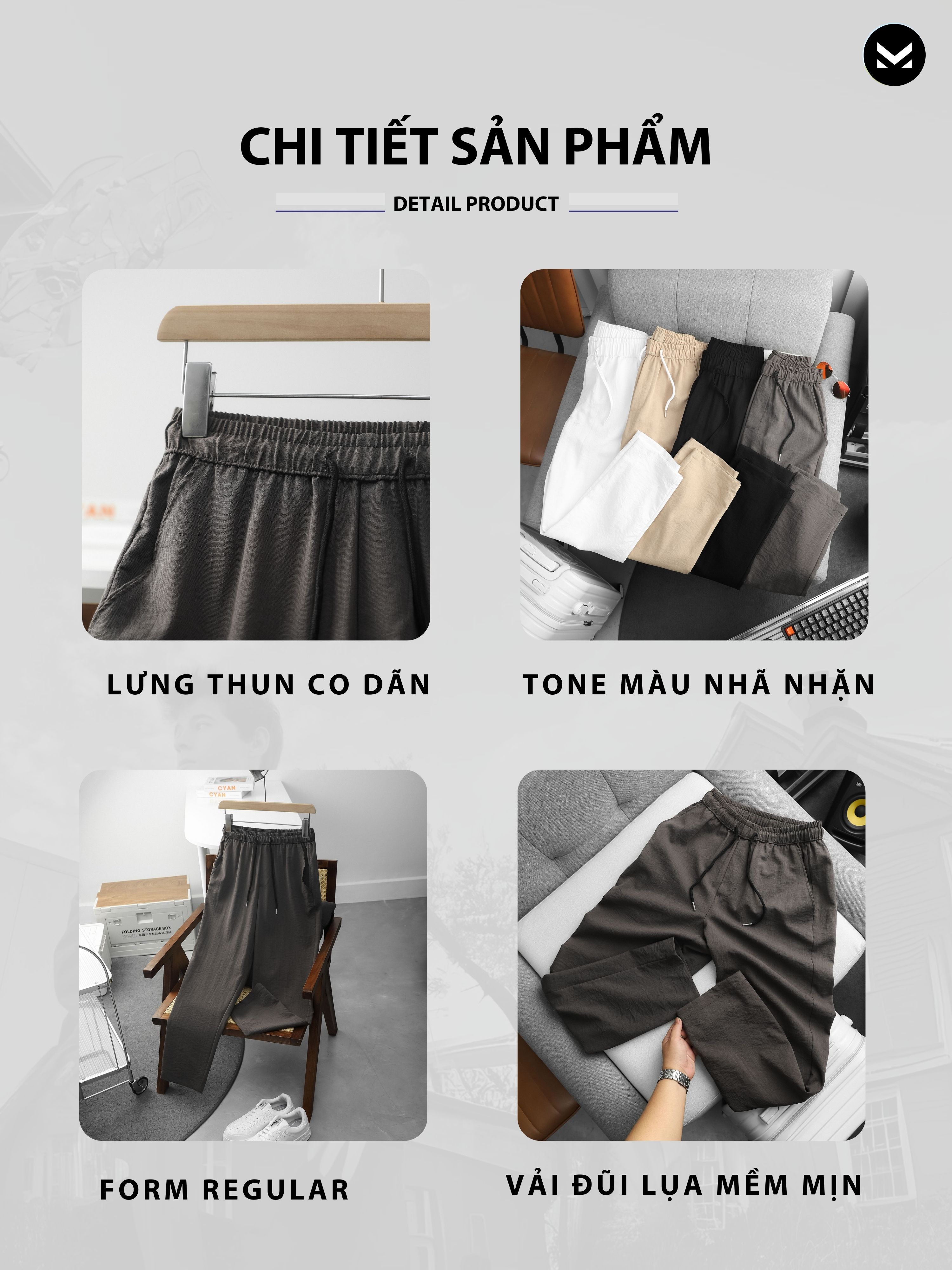 Mô tả Quần Đũi Lụa Dài Nam MK CLEVER Chất liệu đũi lụa mềm mịn, thoáng mát, nhẹ, cạp chun dây - 1